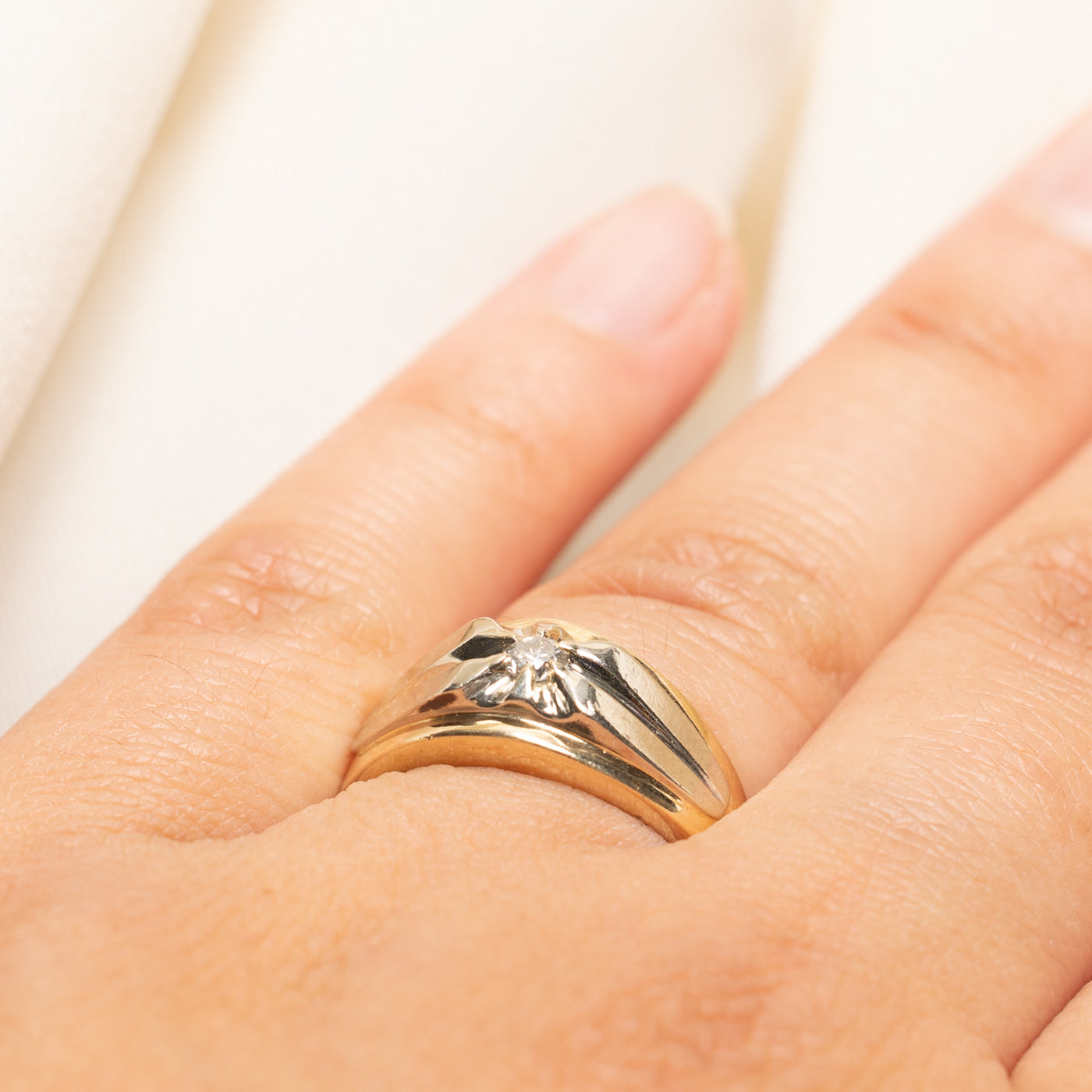 Two Tone Diamond Dome Ring | 0.15ct | SZ 7.5