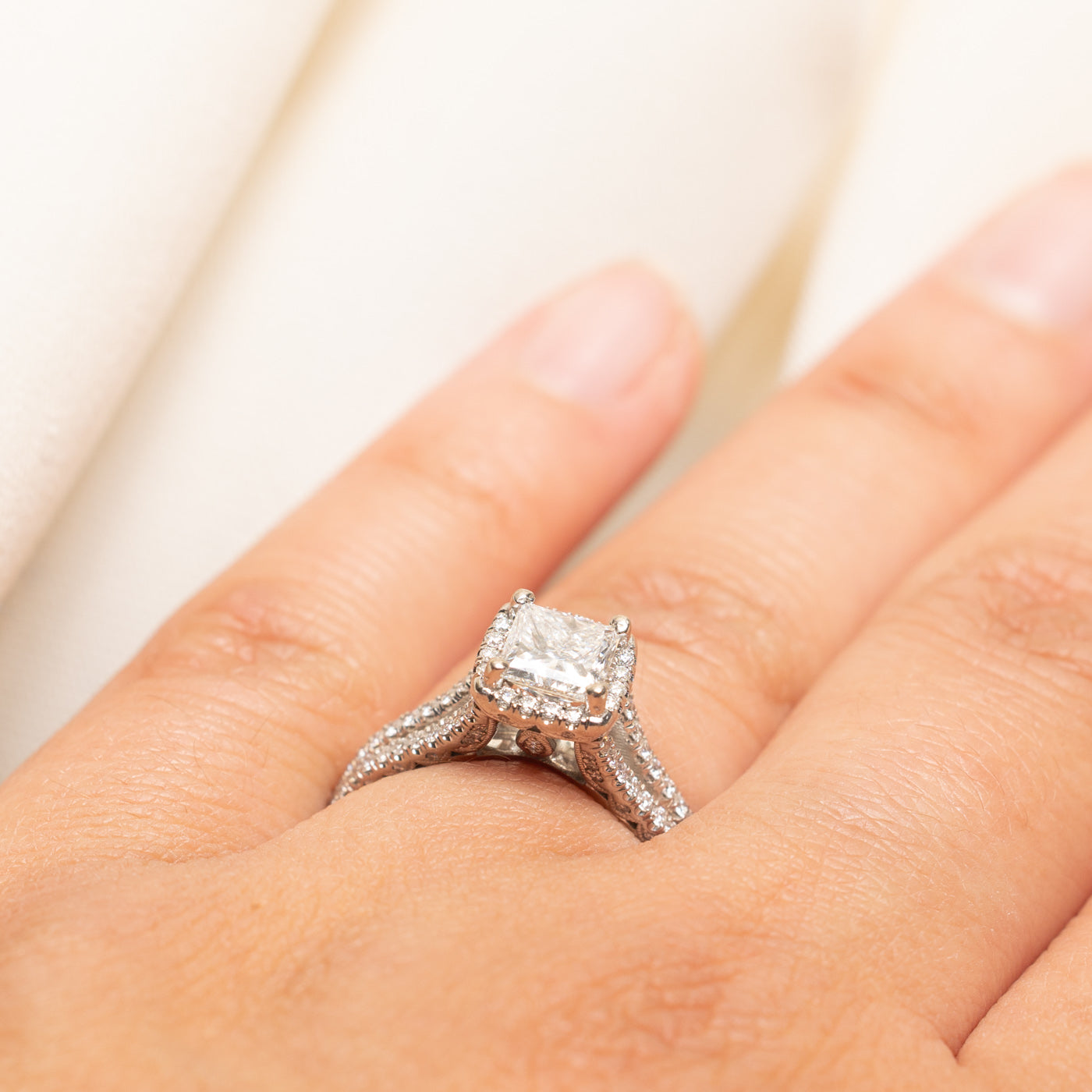 'Tacori' 18k Princess Cut Diamond Engagement Ring | 1.77ctw | SZ 6.5