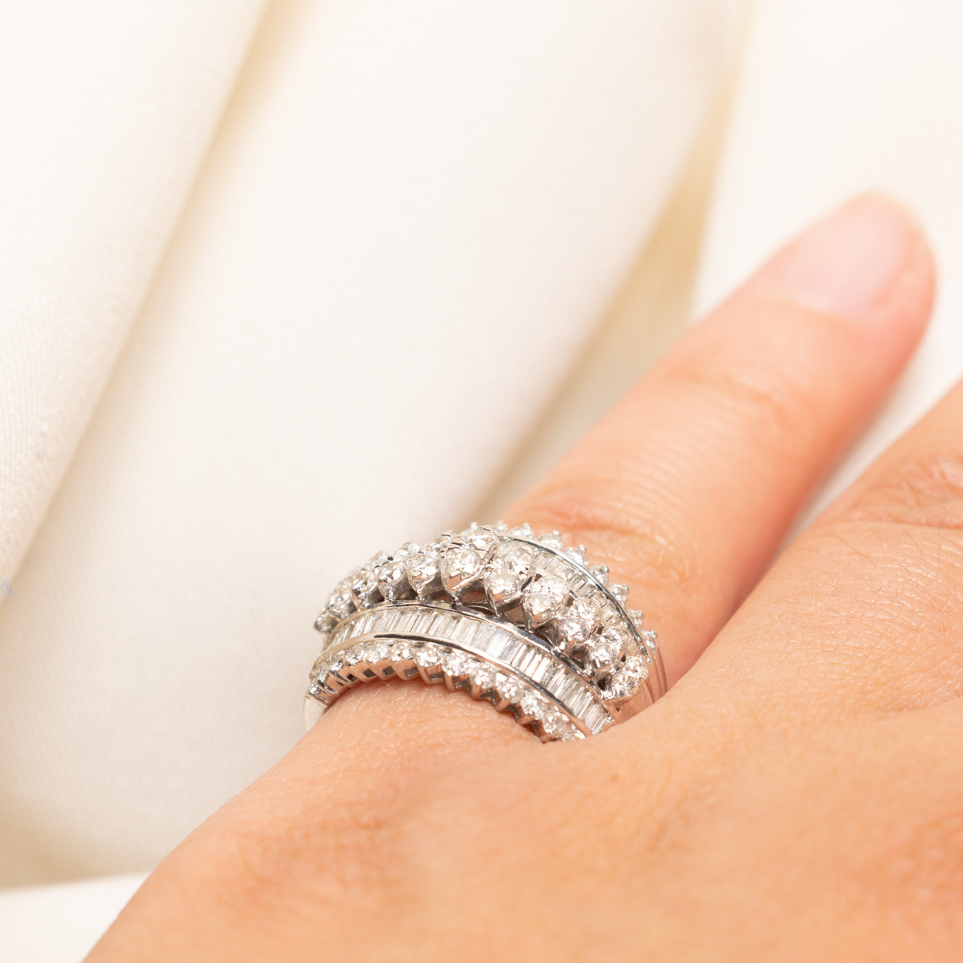 White Gold Diamond Cocktail Dome Ring | 2.09ctw | SZ 6