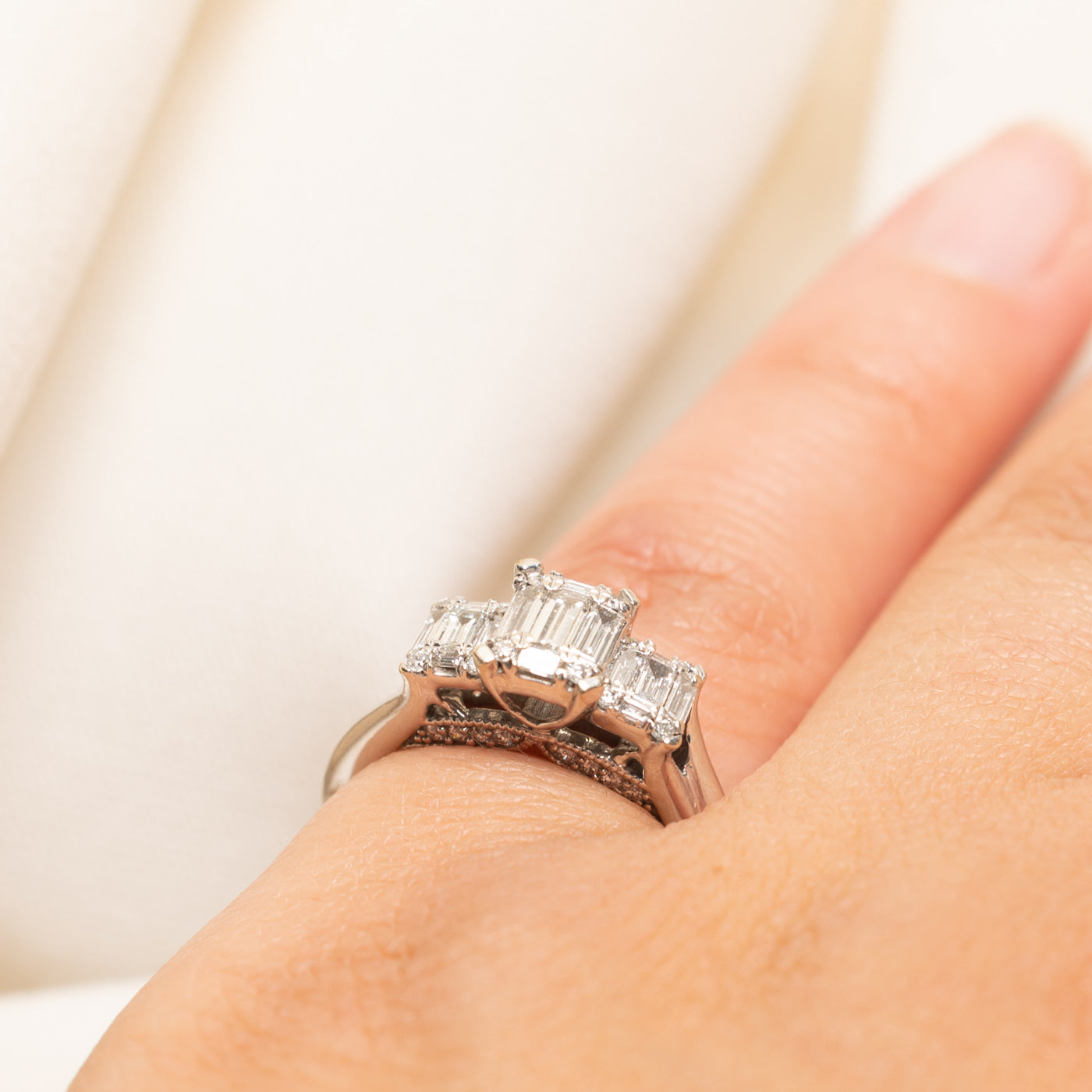 Three Stone Baguette Cut Diamond Ring | 0.87ctw | SZ 3.5
