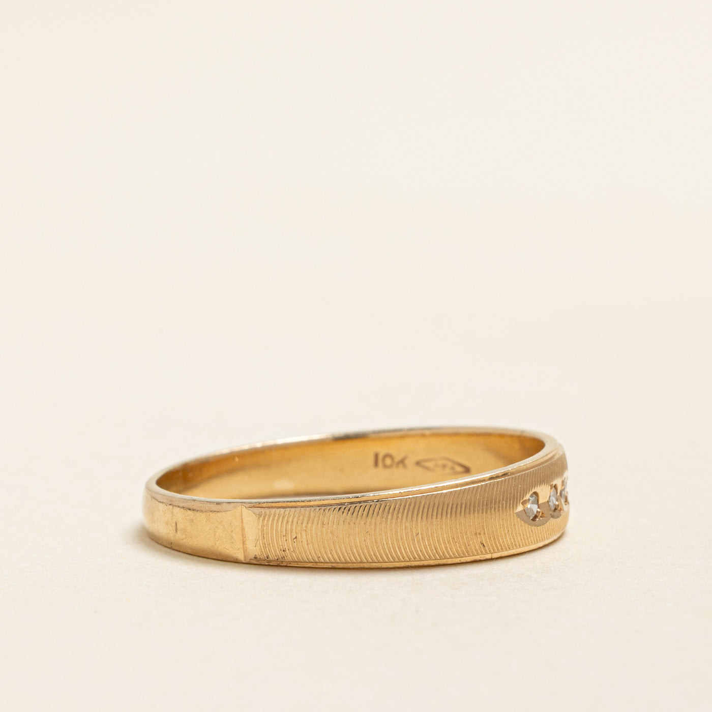 Star Set Diamond Textured Band | 0.10ctw | SZ 11.5