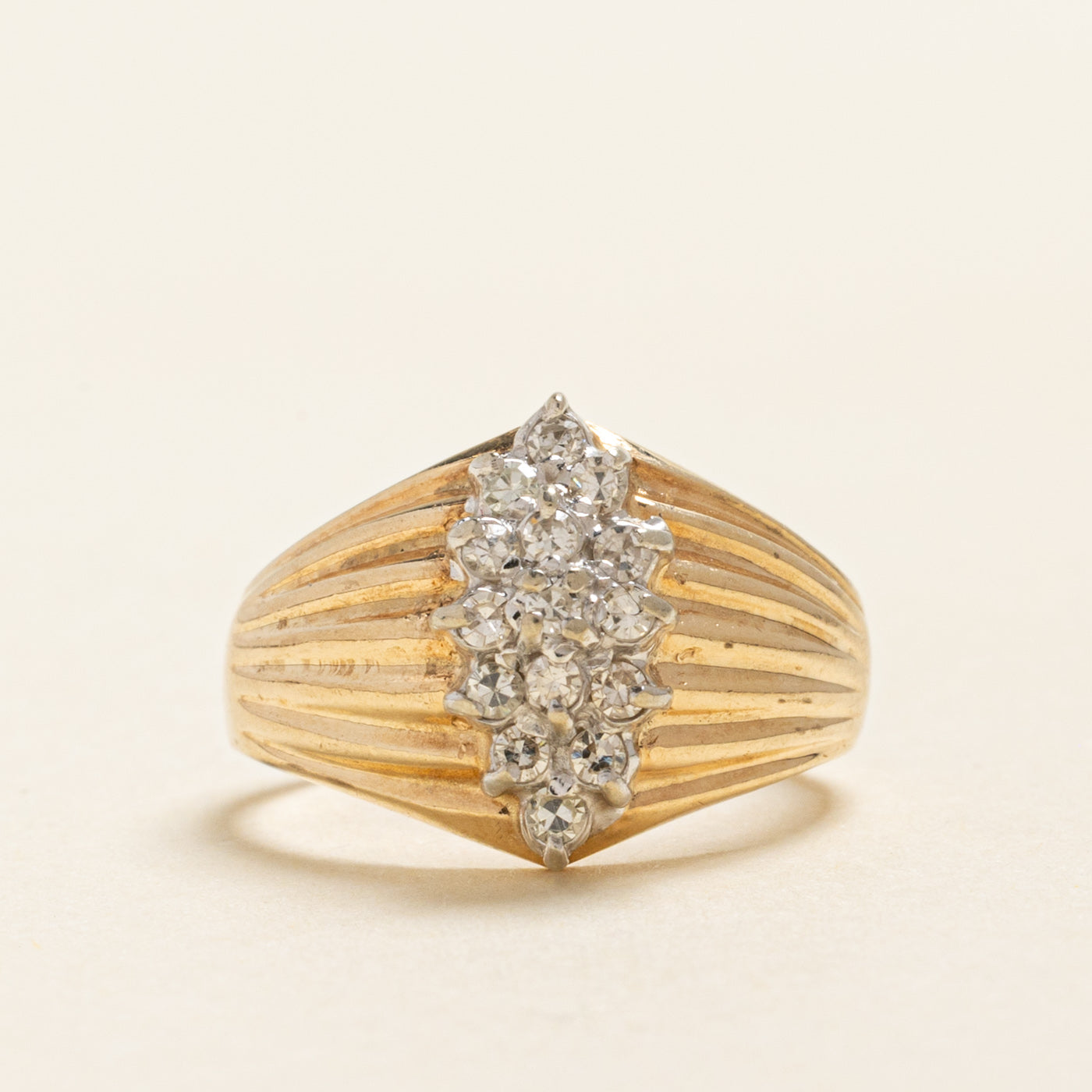 Diamond Cluster Grooved Dome Ring | 0.22ctw | SZ 3.25