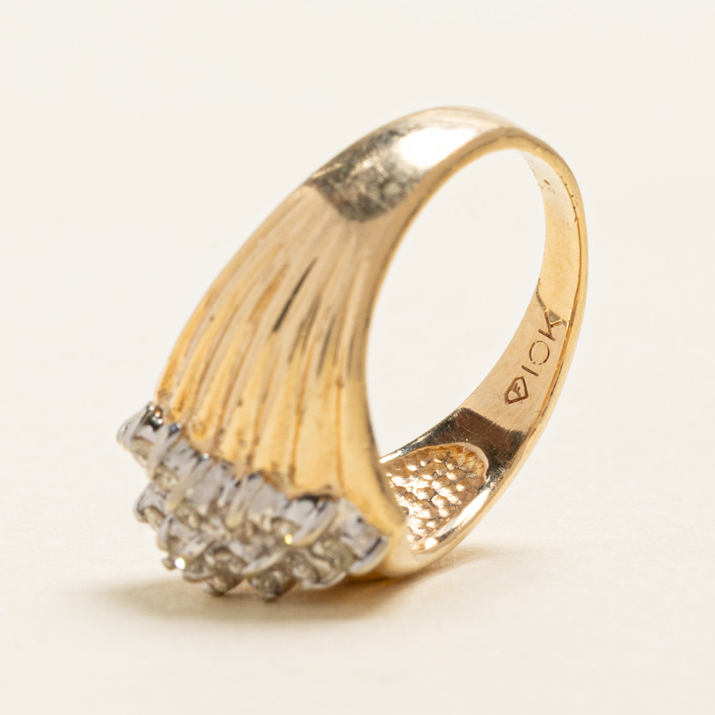 Diamond Cluster Grooved Dome Ring | 0.22ctw | SZ 3.25