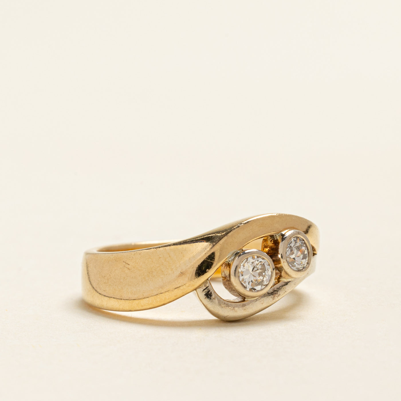 18k Two Stone Bezel Set Diamond Ring | 0.24ctw | SZ 7