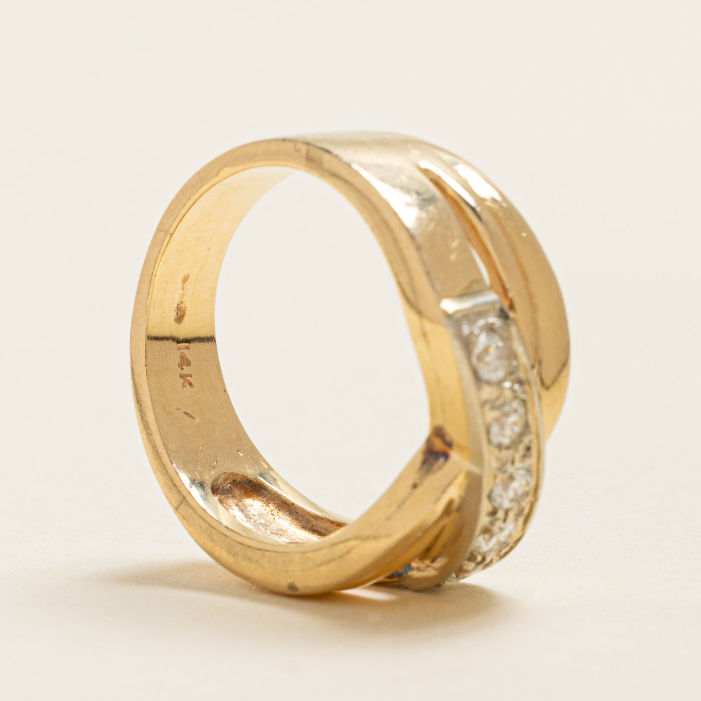 Diagonal Diamond Cross Over Ring | 0.30ctw | SZ 6