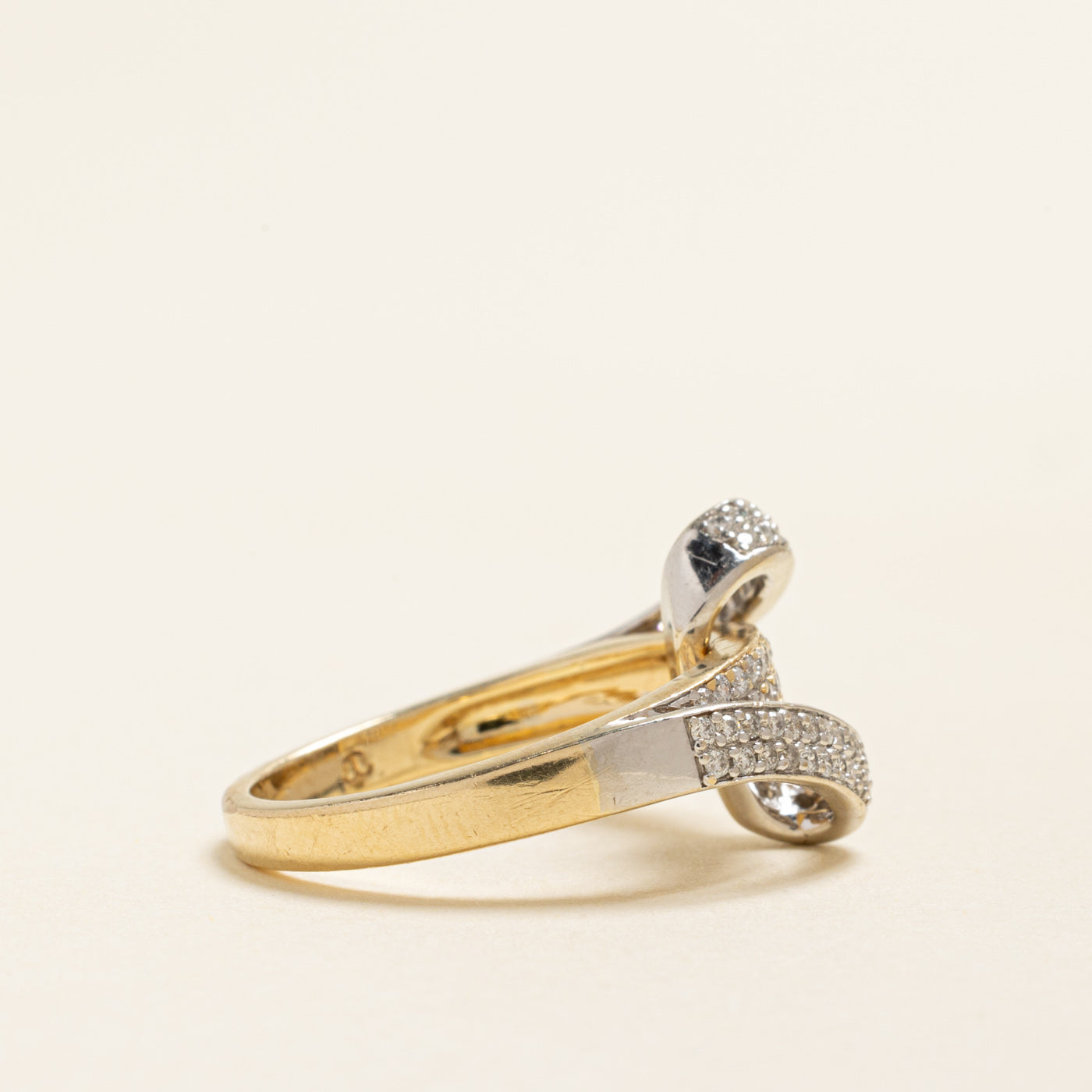 Pave Set Diamond Cross Over Ring | 0.55ctw | SZ 7.25