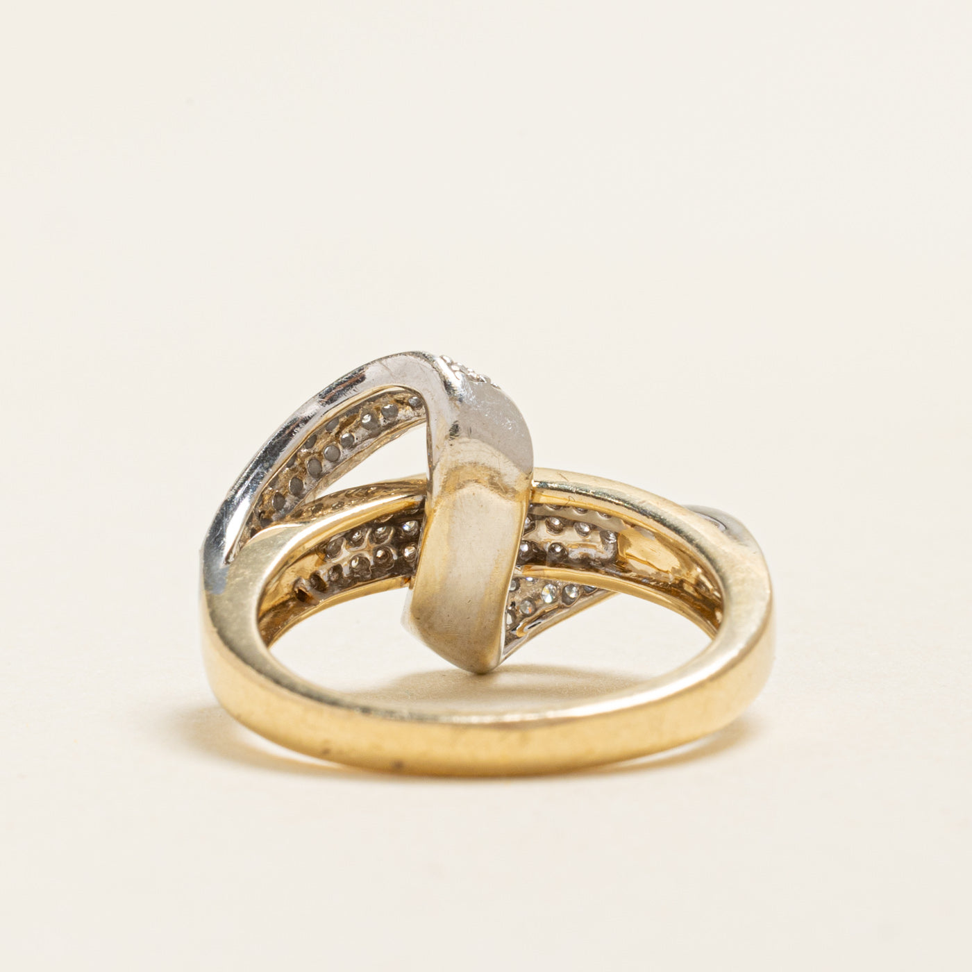 Pave Set Diamond Cross Over Ring | 0.55ctw | SZ 7.25