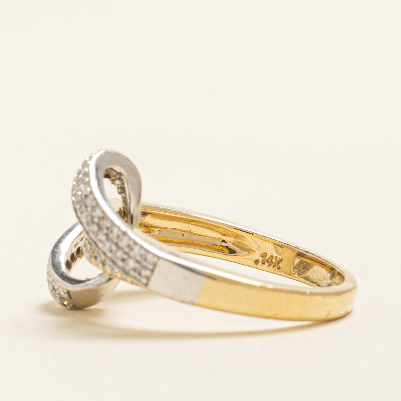 Pave Set Diamond Cross Over Ring | 0.55ctw | SZ 7.25