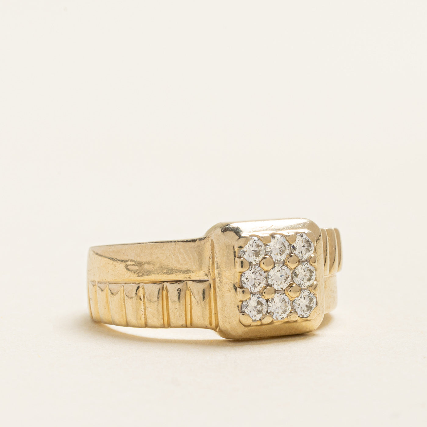 18k Diamond Grid Fluted Ring | 0.36ctw | SZ 6.5
