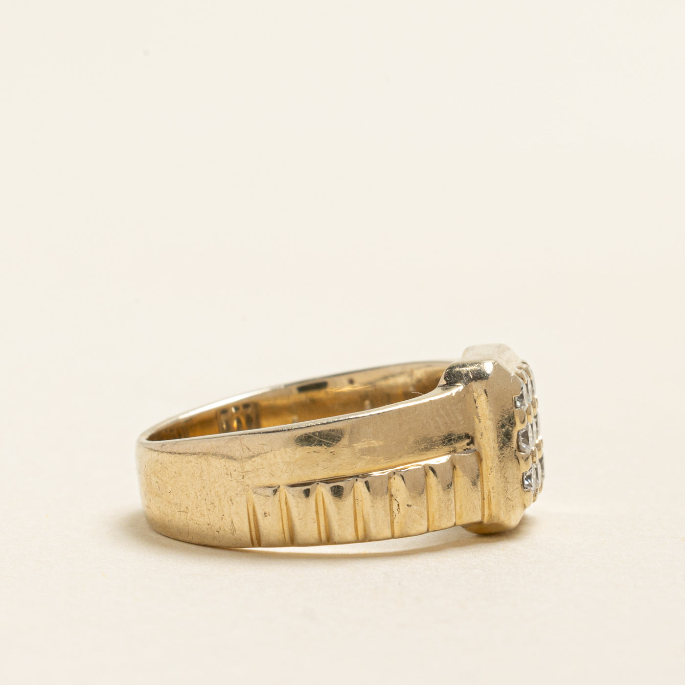 18k Diamond Grid Fluted Ring | 0.36ctw | SZ 6.5
