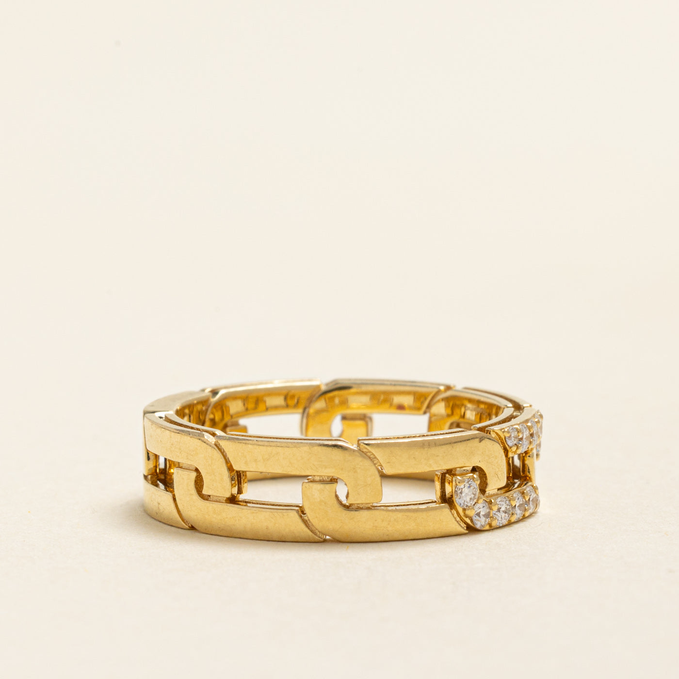 18k Yellow Gold Diamond Chain Ring | 0.17ctw | 5.35mm | SZ 6.5