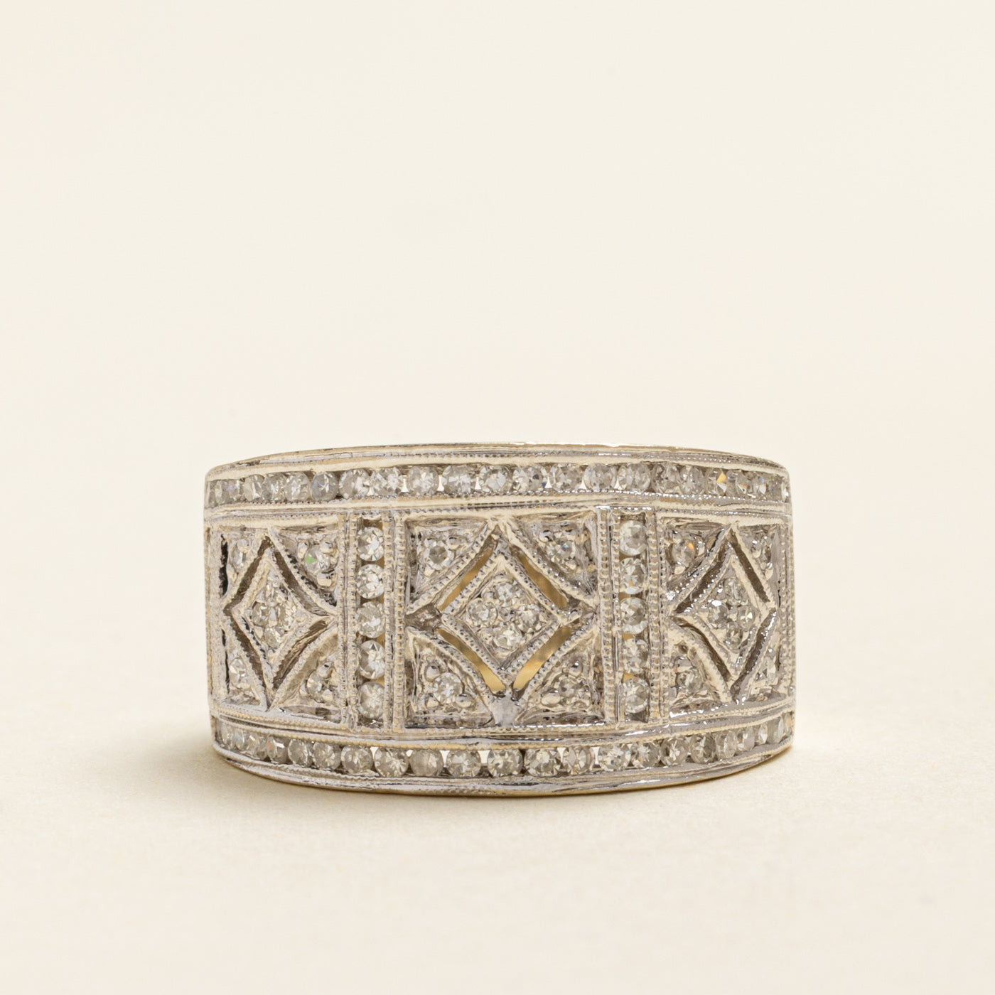 White Gold Diamond Milgrained Band | 0.66ctw | SZ 5.5