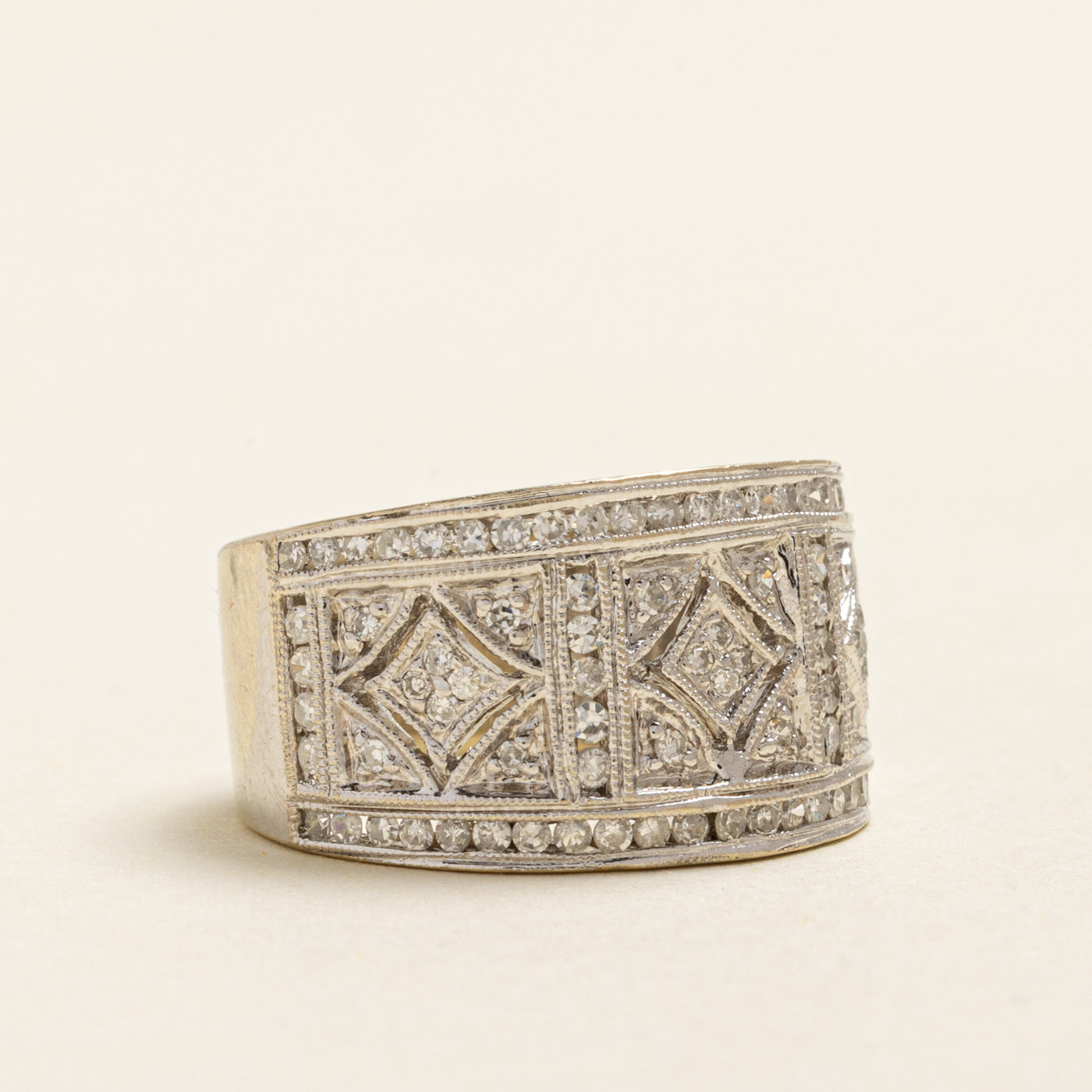 White Gold Diamond Milgrained Band | 0.66ctw | SZ 5.5