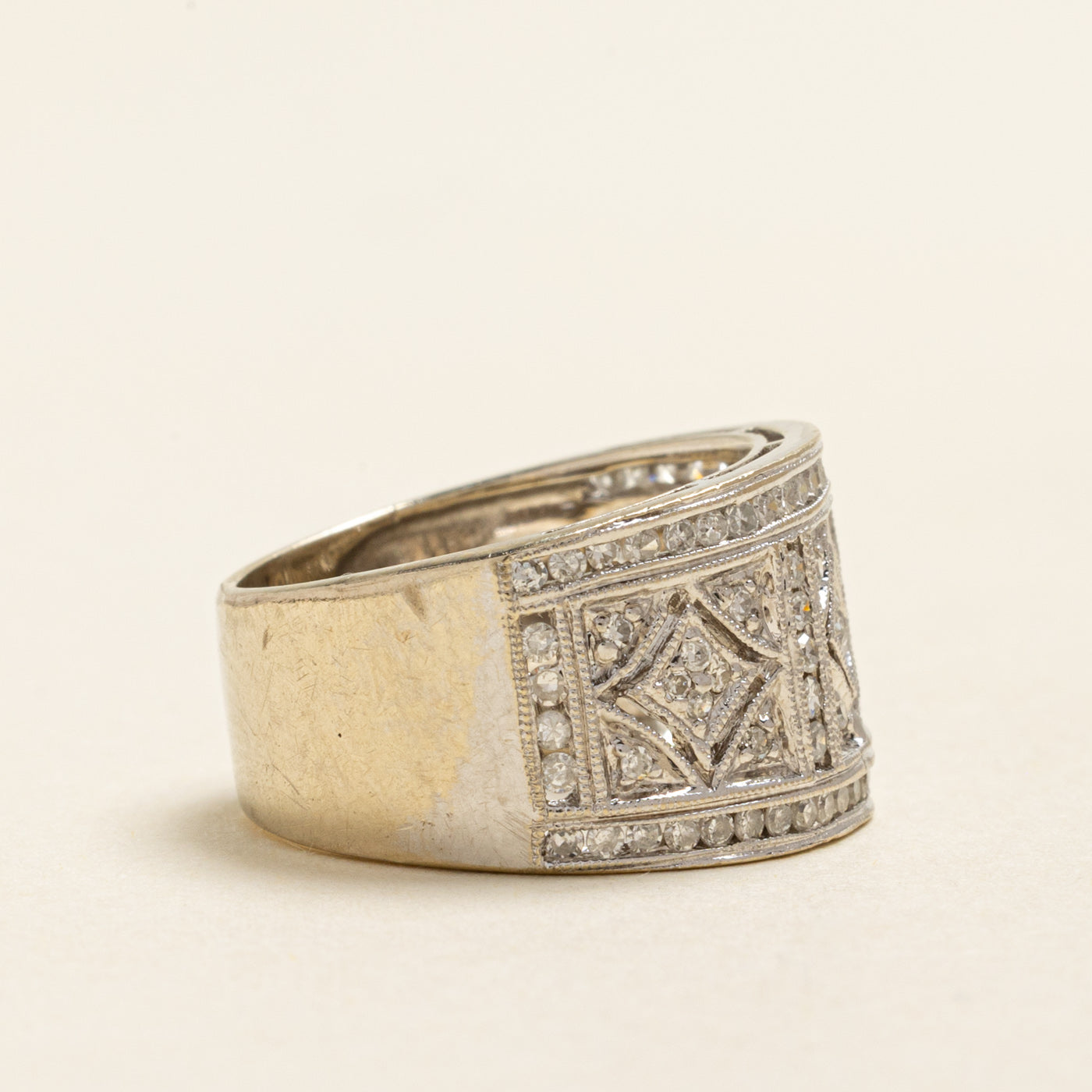 White Gold Diamond Milgrained Band | 0.66ctw | SZ 5.5