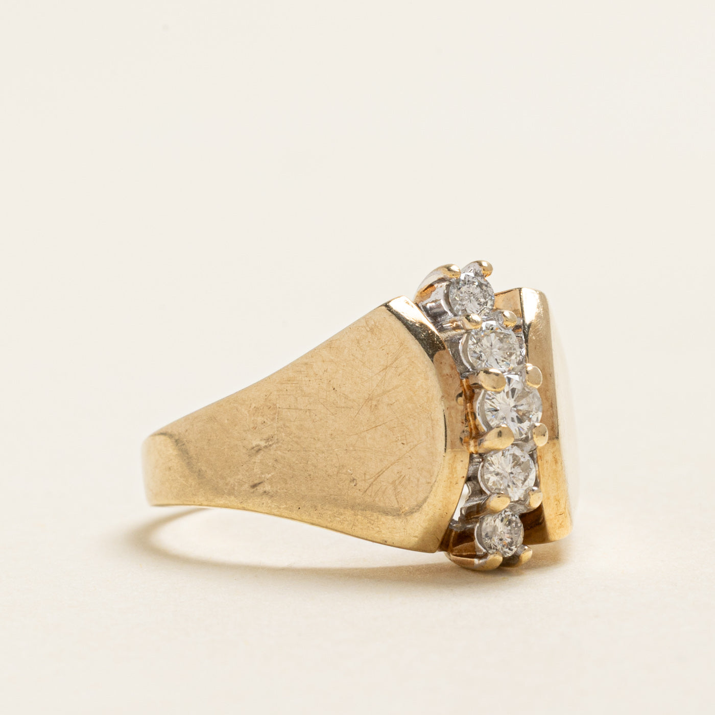 Yellow Gold Diamond Column Ring | 0.32ctw | SZ 8.25