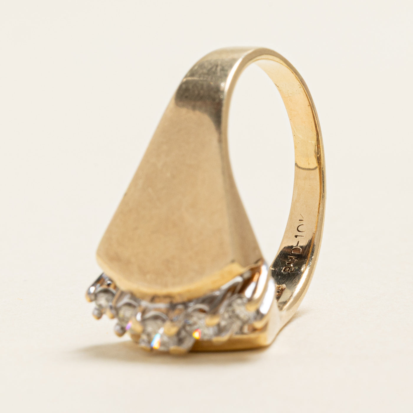 Yellow Gold Diamond Column Ring | 0.32ctw | SZ 8.25