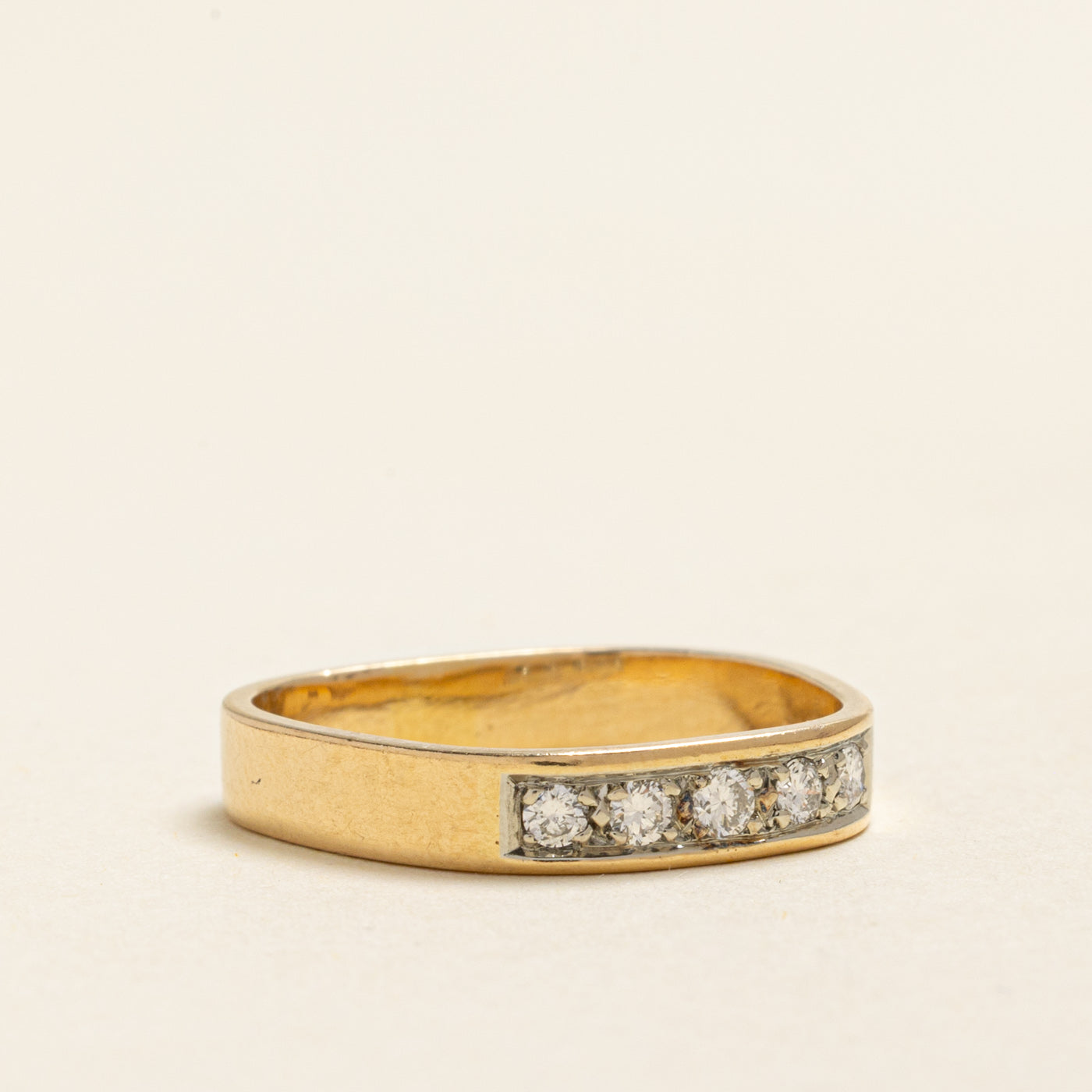 18k Five Stone Diamond Soft Square Band | 0.25ctw | 3.80mm | SZ 6.5