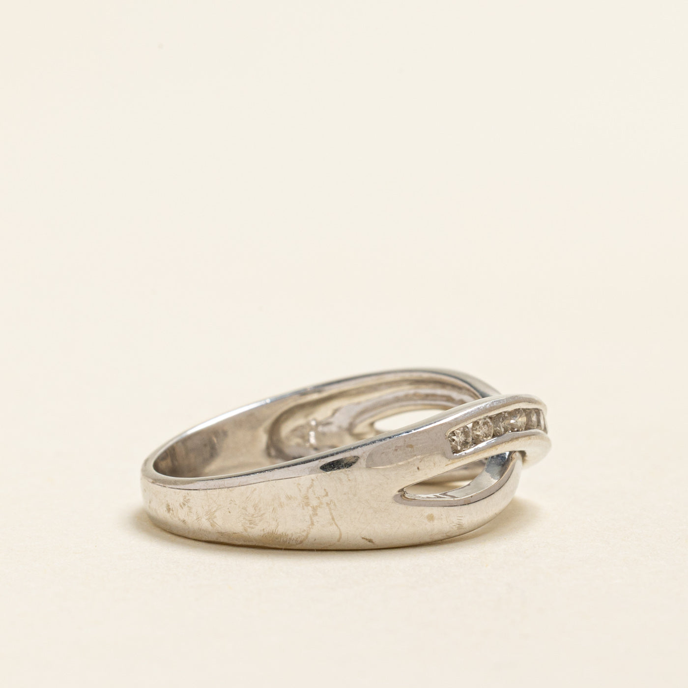 White Gold Diamond Cross Over Ring | 0.28ctw | SZ 8