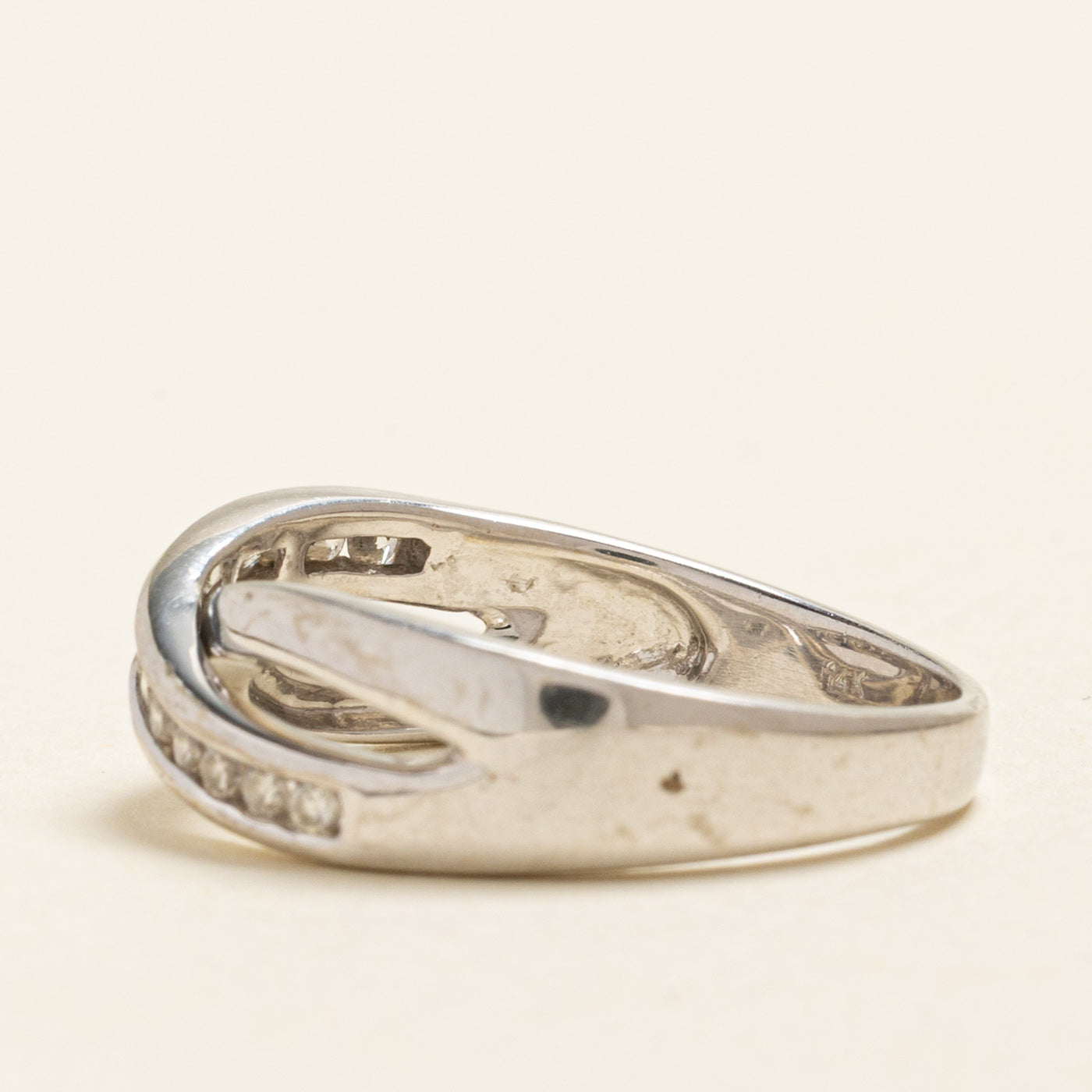 White Gold Diamond Cross Over Ring | 0.28ctw | SZ 8