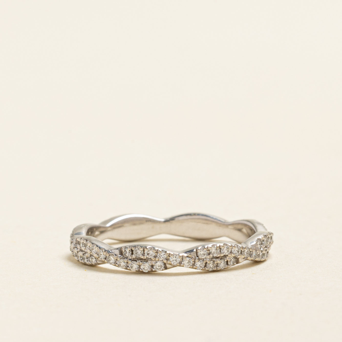 18k Eternity Diamond Cross Over Band | 0.39ctw | 2.45mm | SZ 5