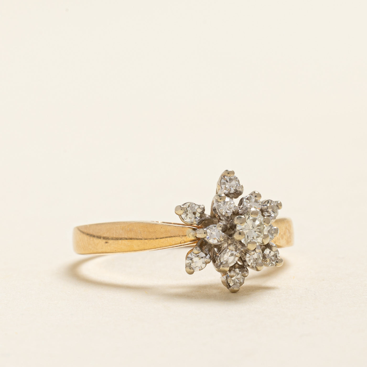 Yellow Gold Diamond Cluster Ring | 0.41ctw | SZ 7.25