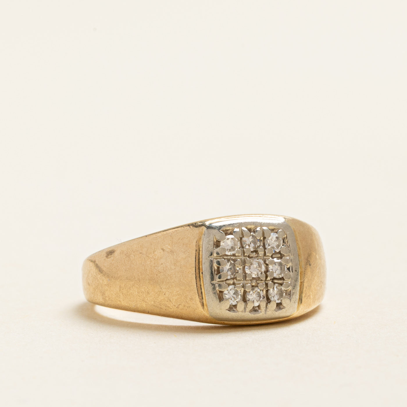 Yellow Gold Diamond Grid Ring | 0.18ctw | SZ 6.75