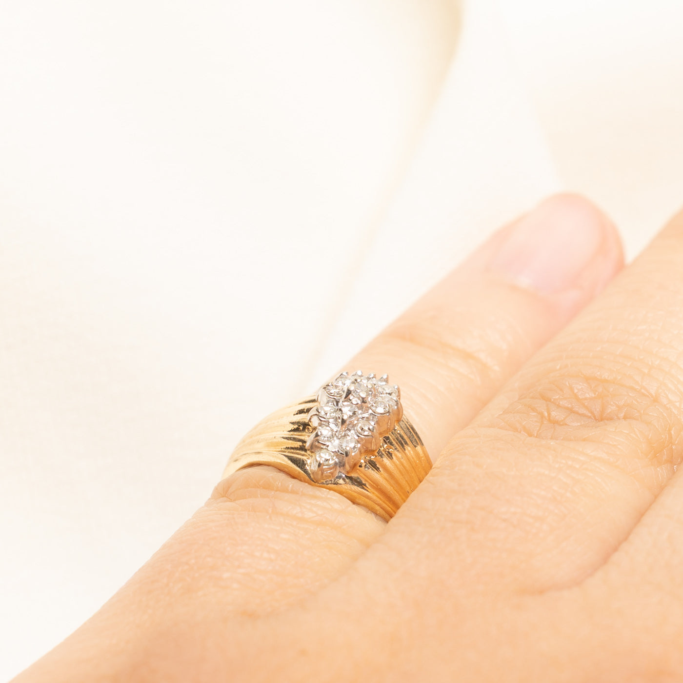 Diamond Cluster Grooved Dome Ring | 0.22ctw | SZ 3.25
