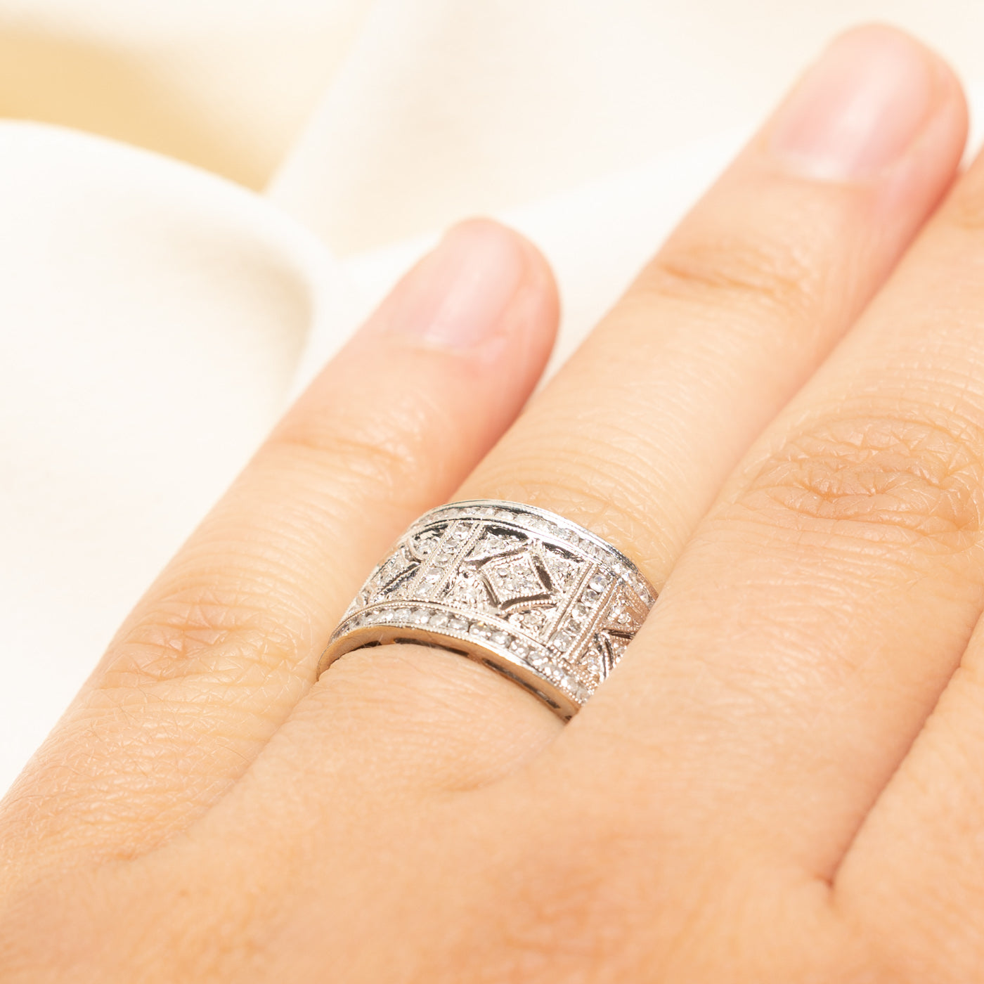 White Gold Diamond Milgrained Band | 0.66ctw | SZ 5.5