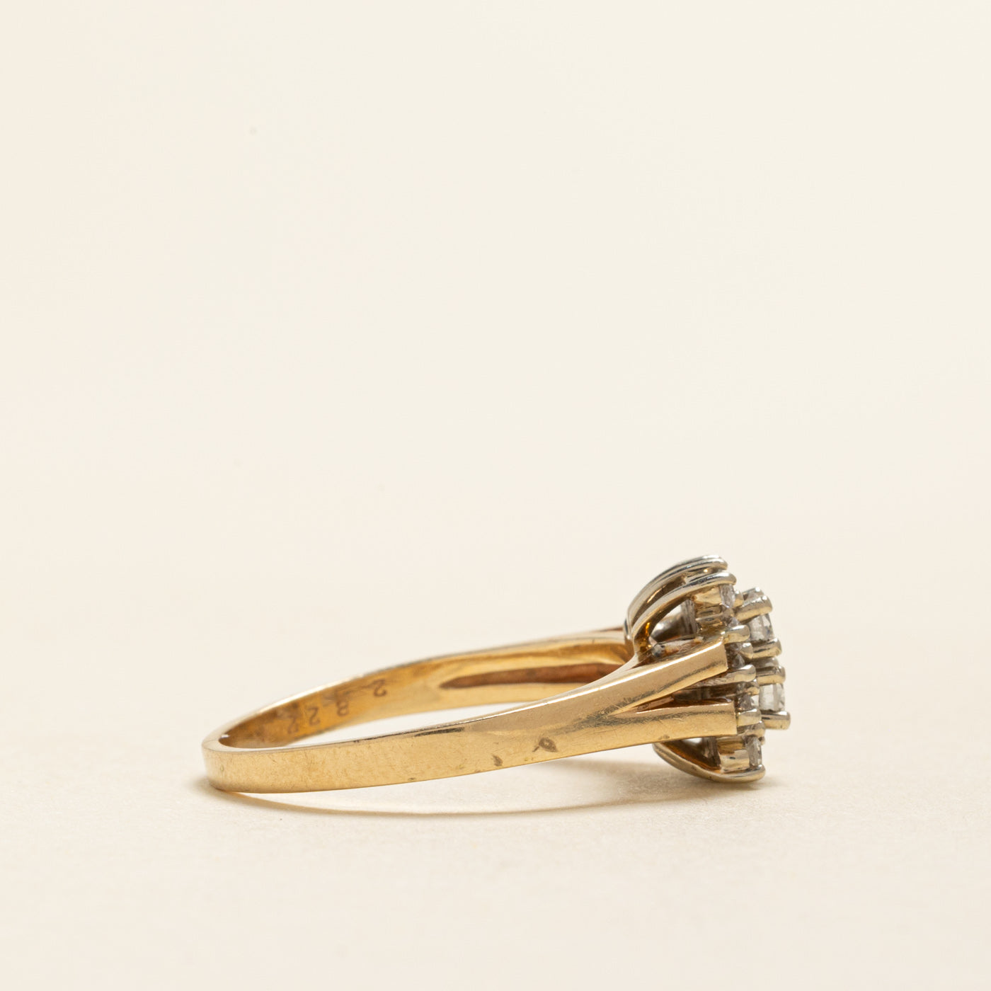 Yellow Gold Diamond Petal Open Shank Ring | 0.33ctw | SZ 6.75
