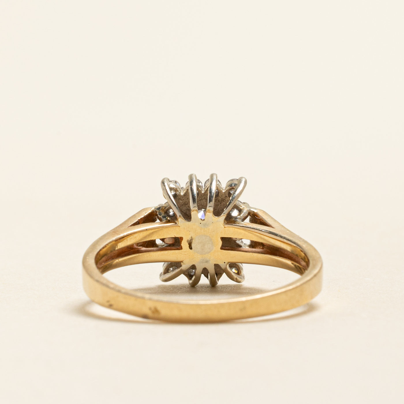 Yellow Gold Diamond Petal Open Shank Ring | 0.33ctw | SZ 6.75