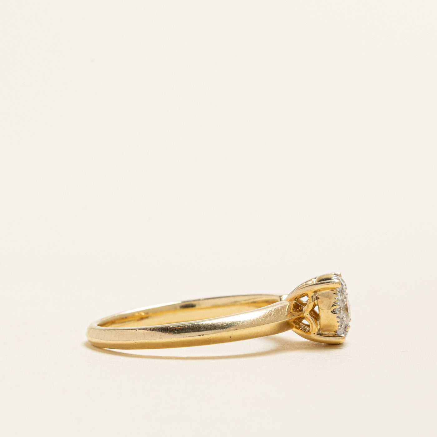 Yellow Gold Diamond Halo Ring | 0.32ctw | SZ 7