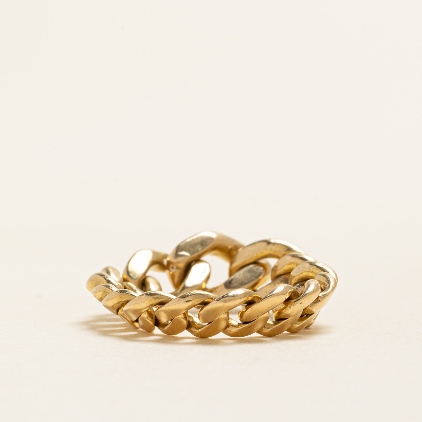 18k Yellow Gold Diamond Curb Chain Ring | 0.19ctw | SZ 7