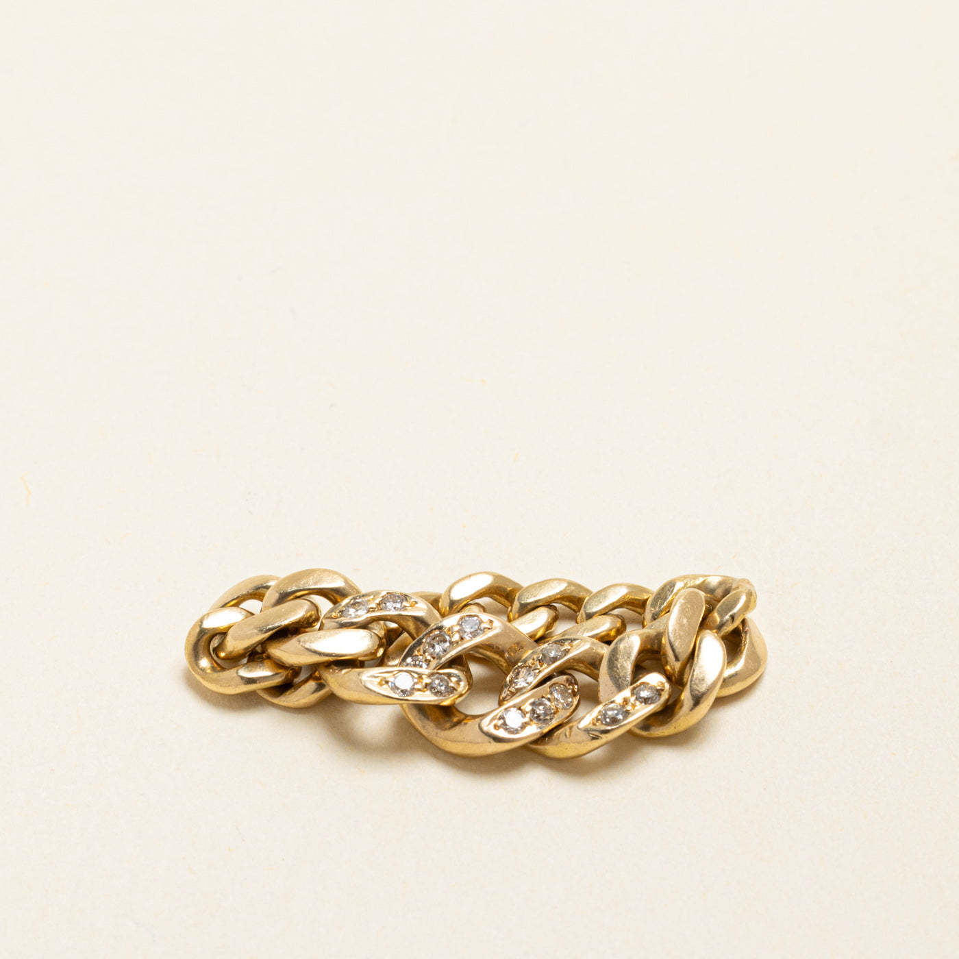 18k Yellow Gold Diamond Curb Chain Ring | 0.19ctw | SZ 7