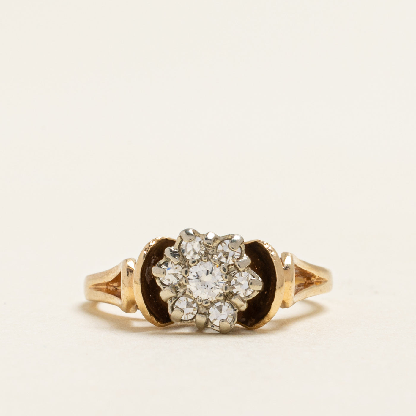 Yellow Gold Diamond Petal Cluster Ring | 0.21ctw | SZ 5.25