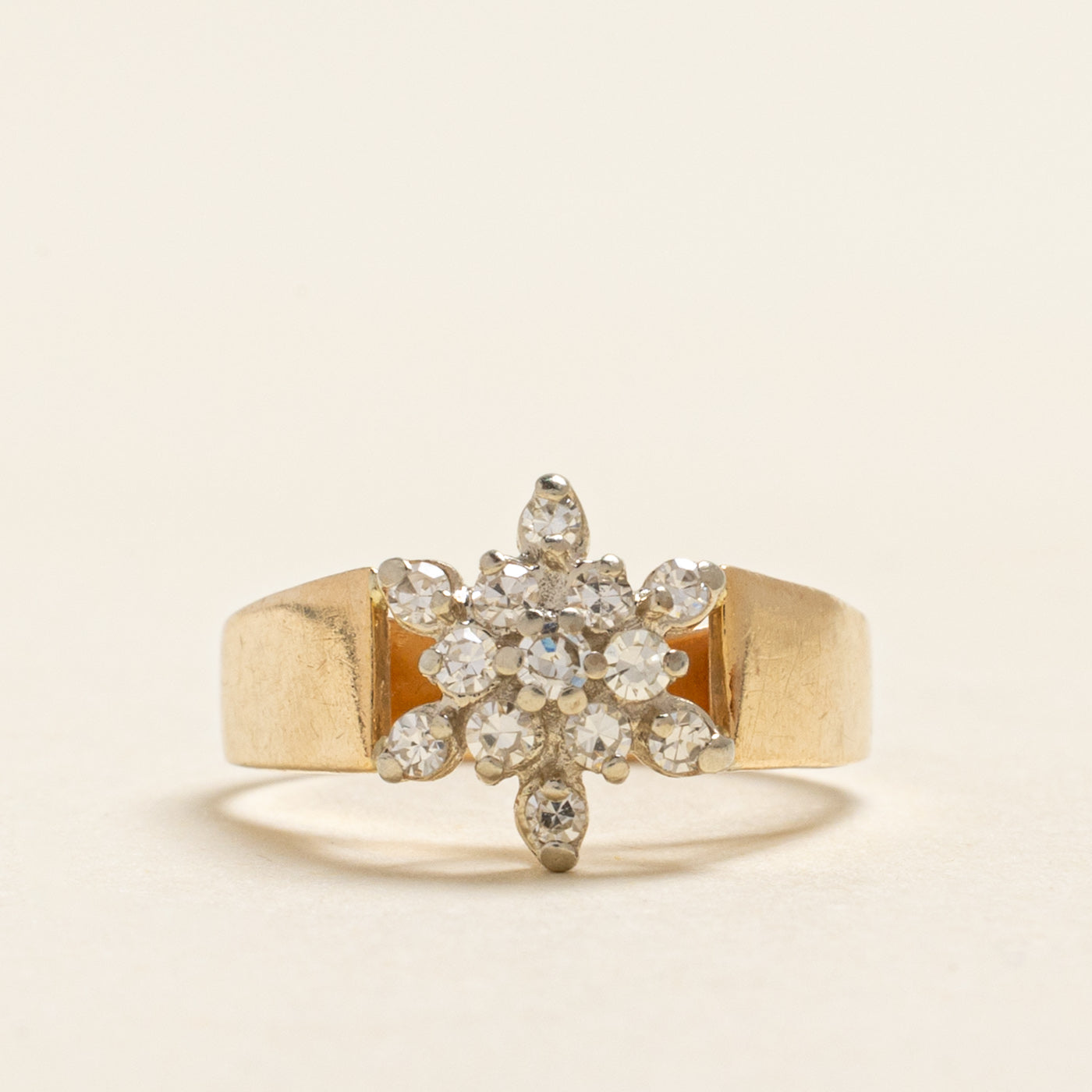 Yellow Gold Diamond Petal Ring | 0.20ctw | SZ 3.25
