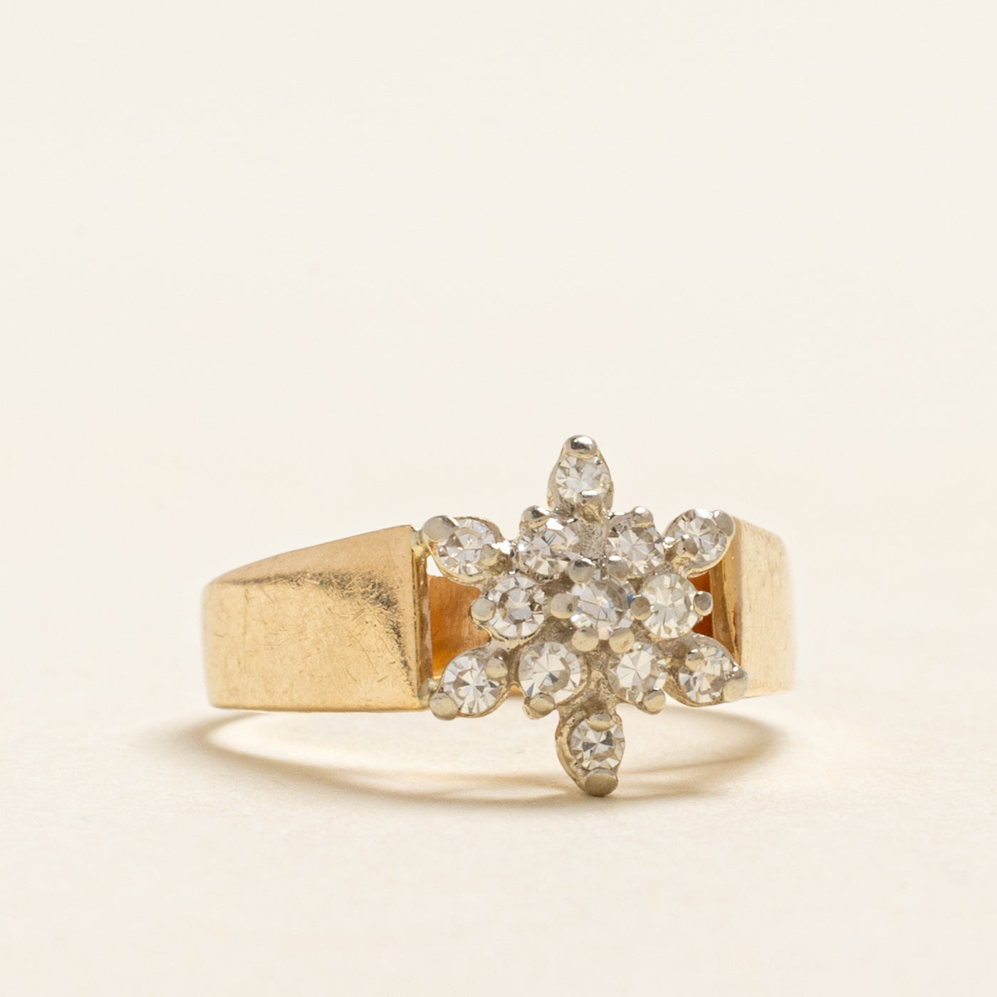 Yellow Gold Diamond Petal Ring | 0.20ctw | SZ 3.25