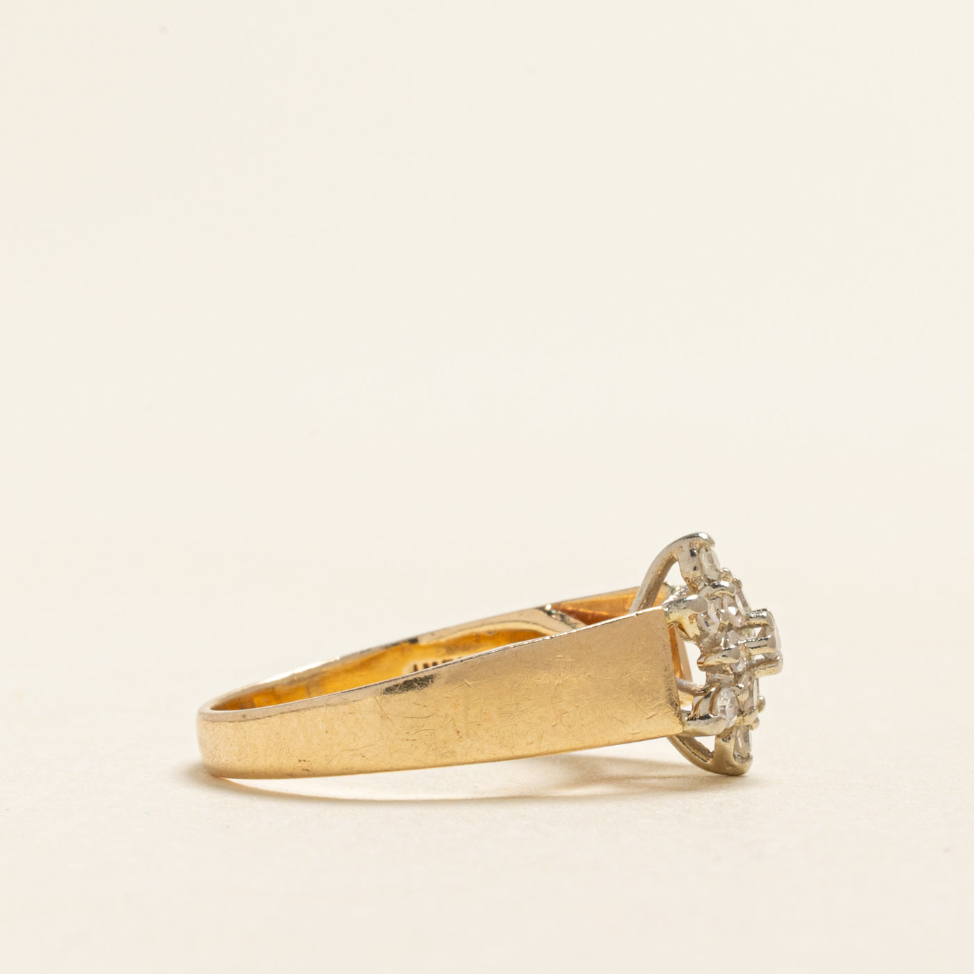 Yellow Gold Diamond Petal Ring | 0.20ctw | SZ 3.25