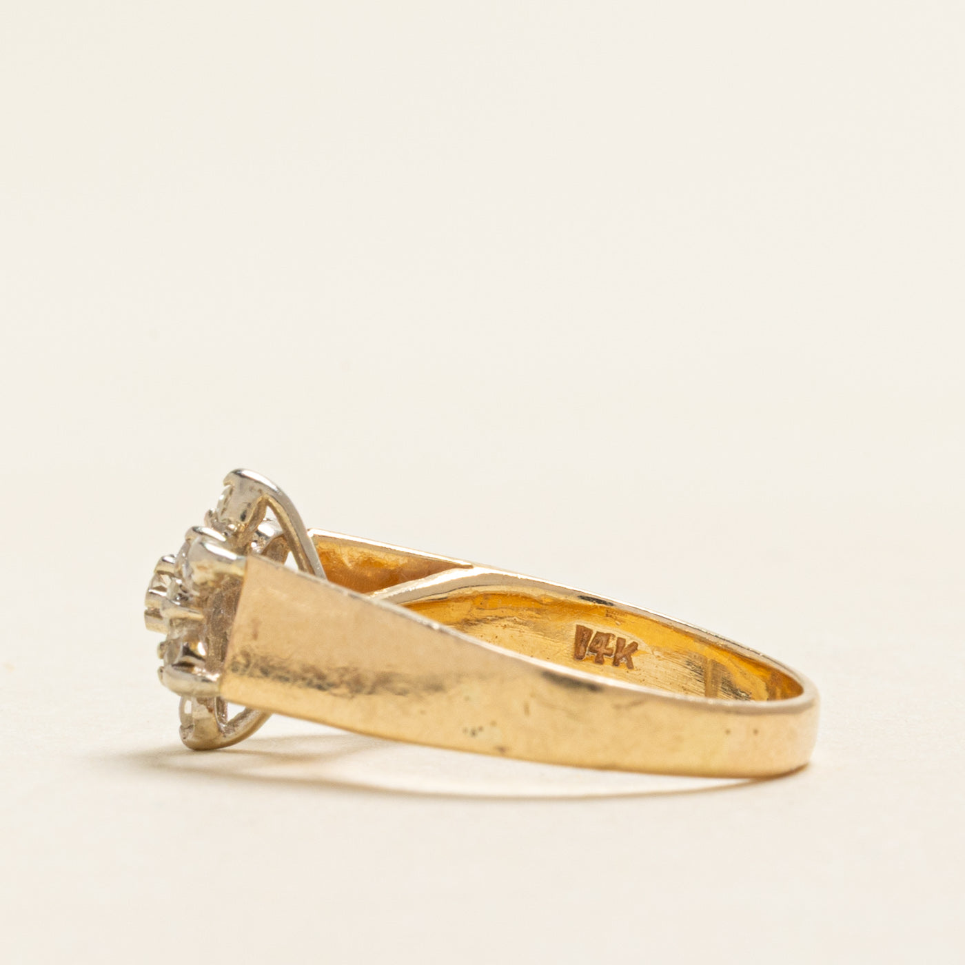 Yellow Gold Diamond Petal Ring | 0.20ctw | SZ 3.25