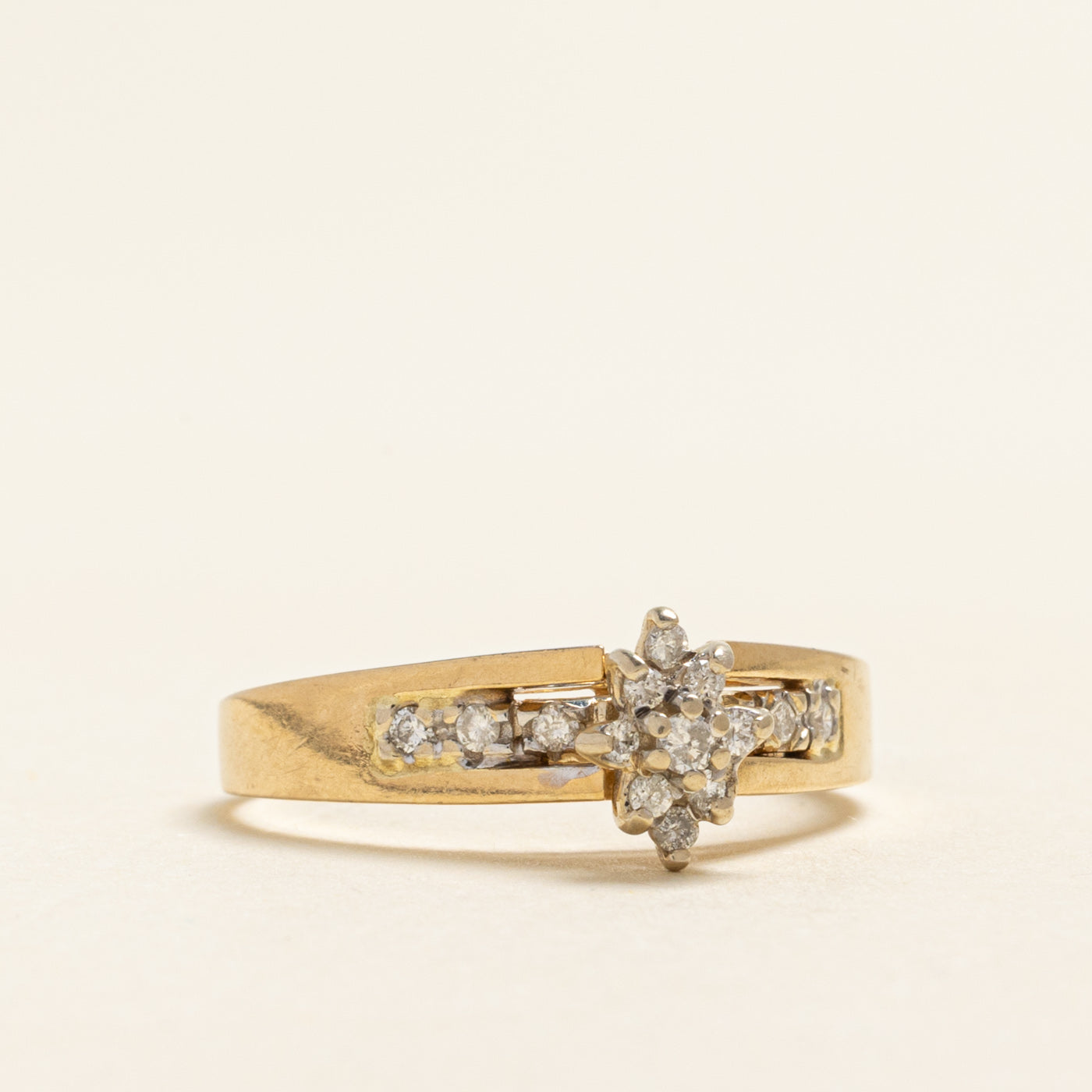 Yellow Gold Diamond Marquise Cluster Ring | 0.15ctw | SZ 8.75
