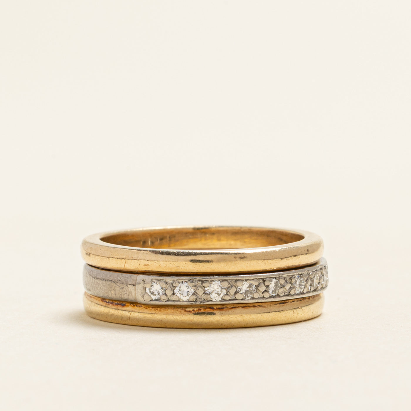Two Tone Gold Semi Eternity Diamond Band | 0.20ctw | 6.50mm | SZ 6.75