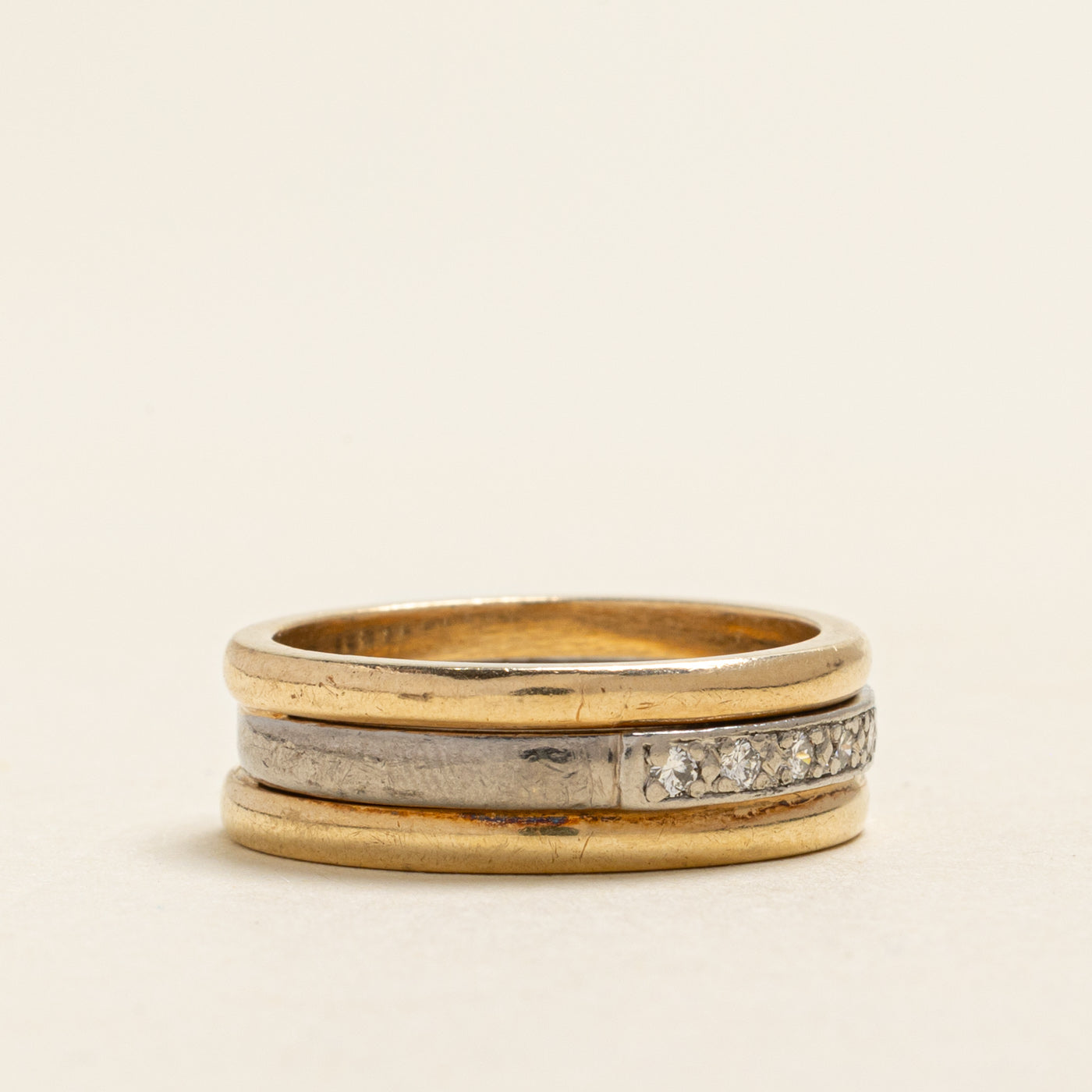 Two Tone Gold Semi Eternity Diamond Band | 0.20ctw | 6.50mm | SZ 6.75