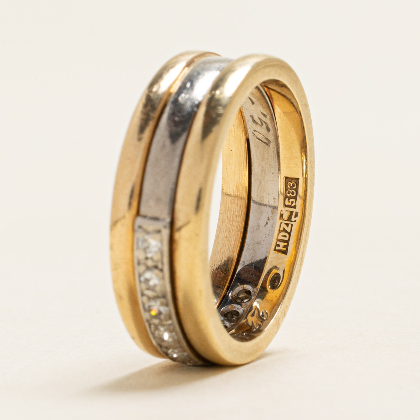 Two Tone Gold Semi Eternity Diamond Band | 0.20ctw | 6.50mm | SZ 6.75