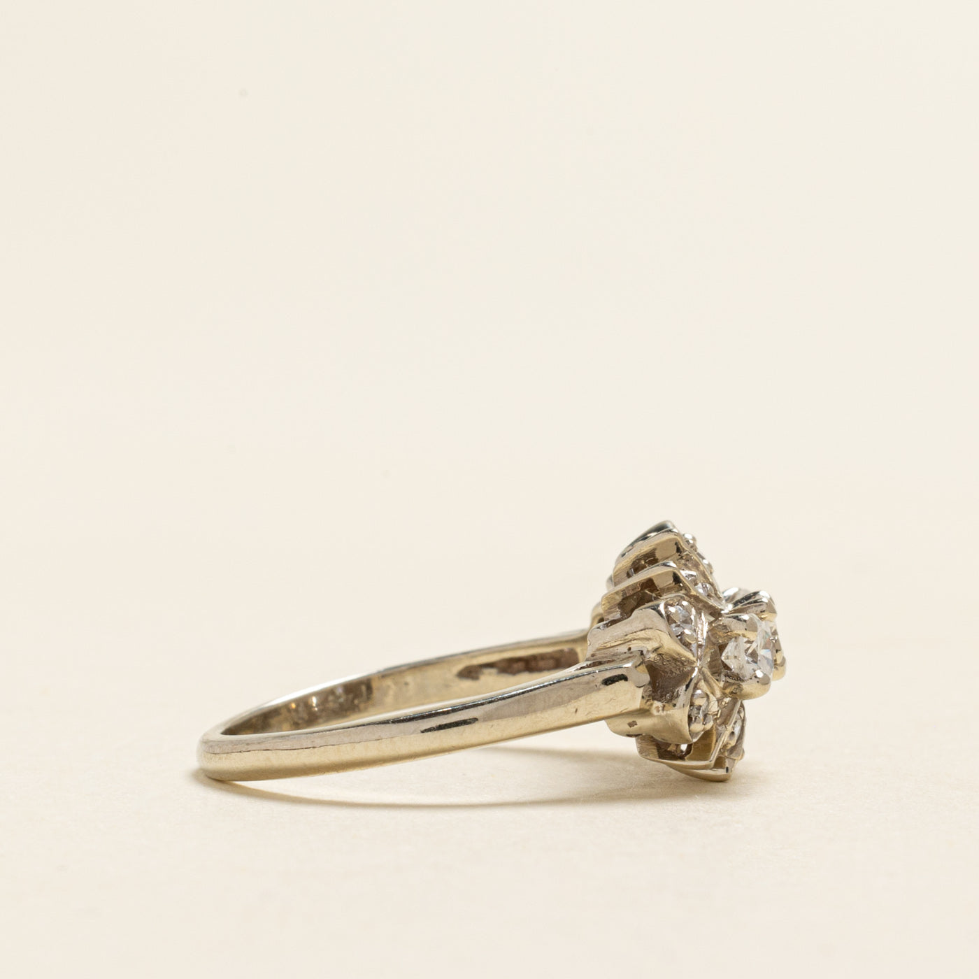 White Gold Diamond Petal Cluster Cocktail Ring | 0.48ctw | SZ 6.25