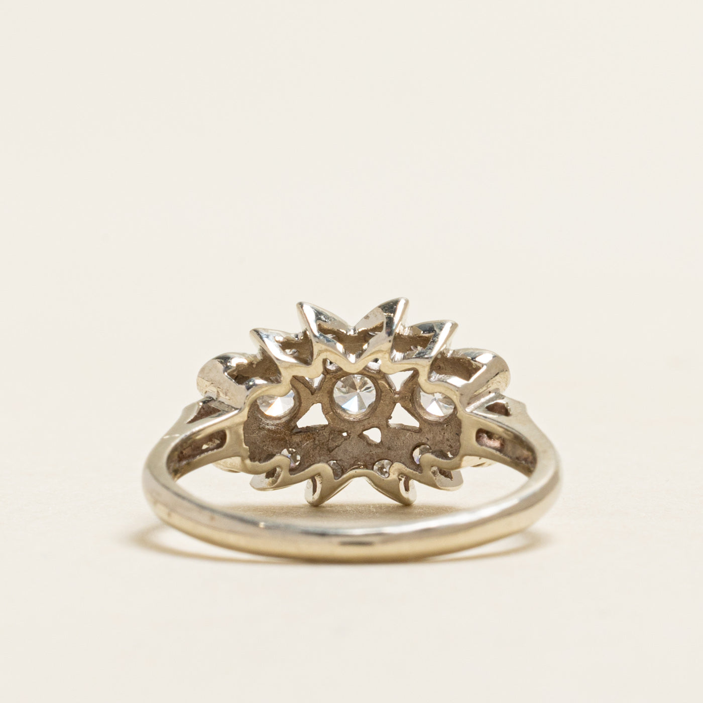 White Gold Diamond Petal Cluster Cocktail Ring | 0.48ctw | SZ 6.25