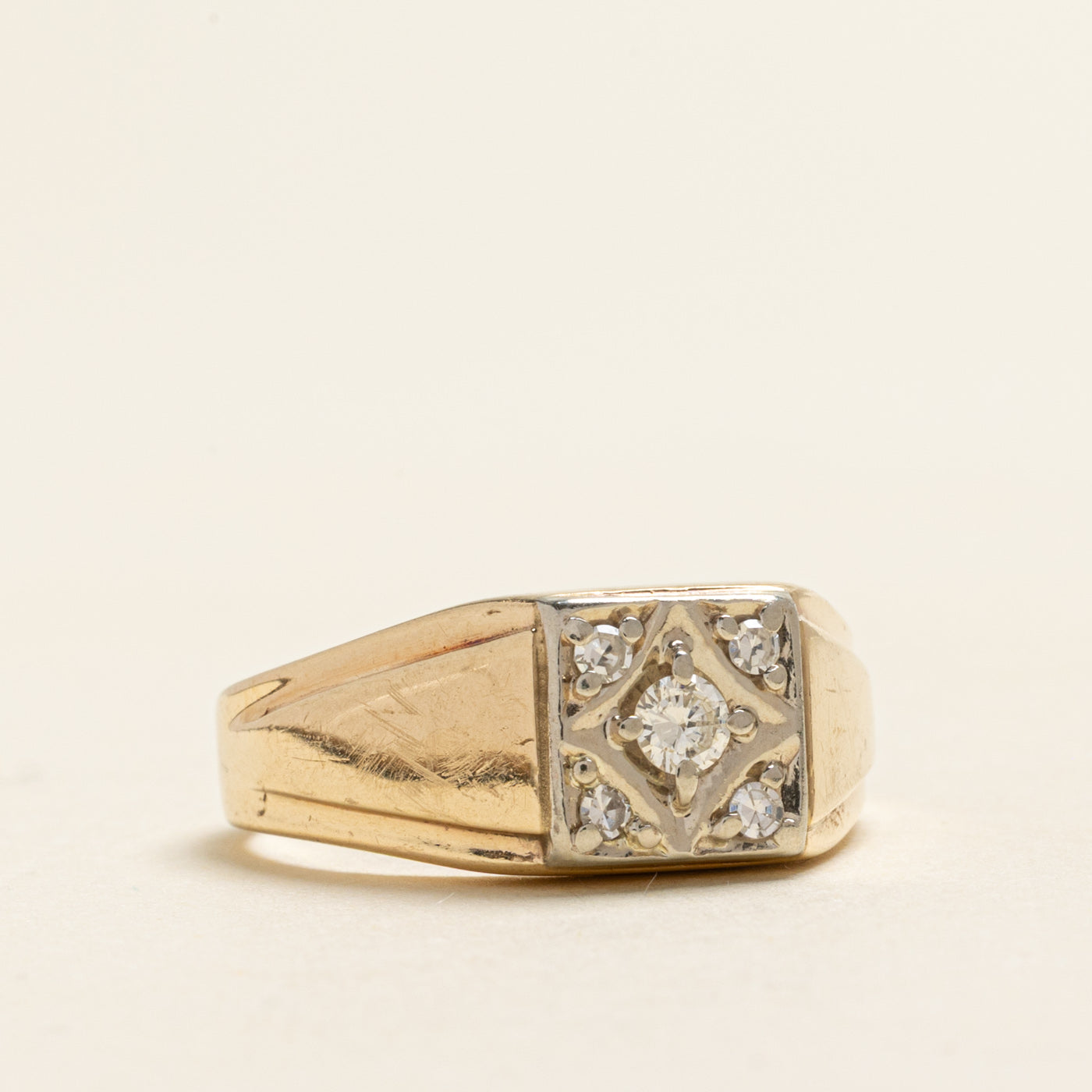 Yellow Gold Diamond Signet Ring | 0.21ctw | SZ 9.25