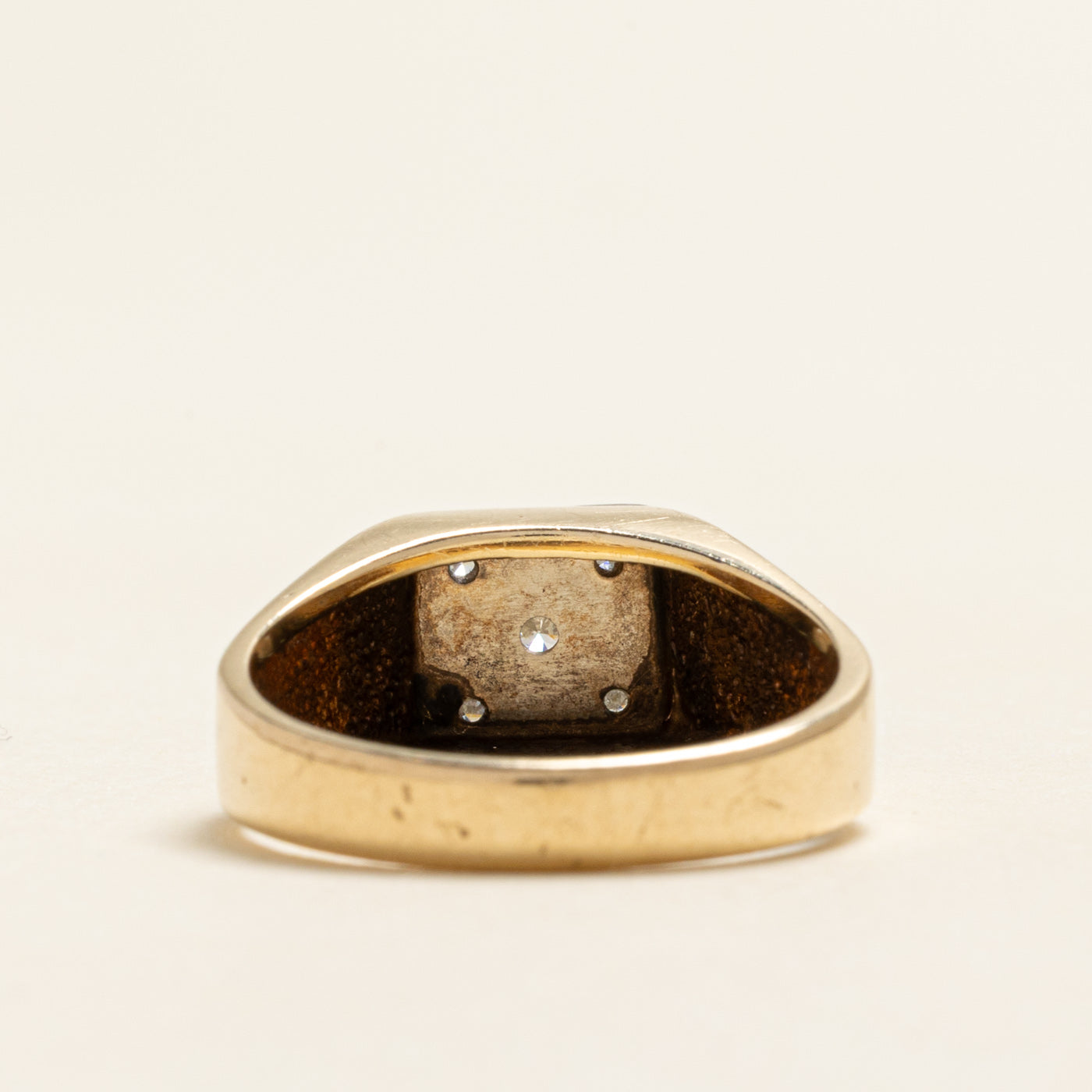 Yellow Gold Diamond Signet Ring | 0.21ctw | SZ 9.25
