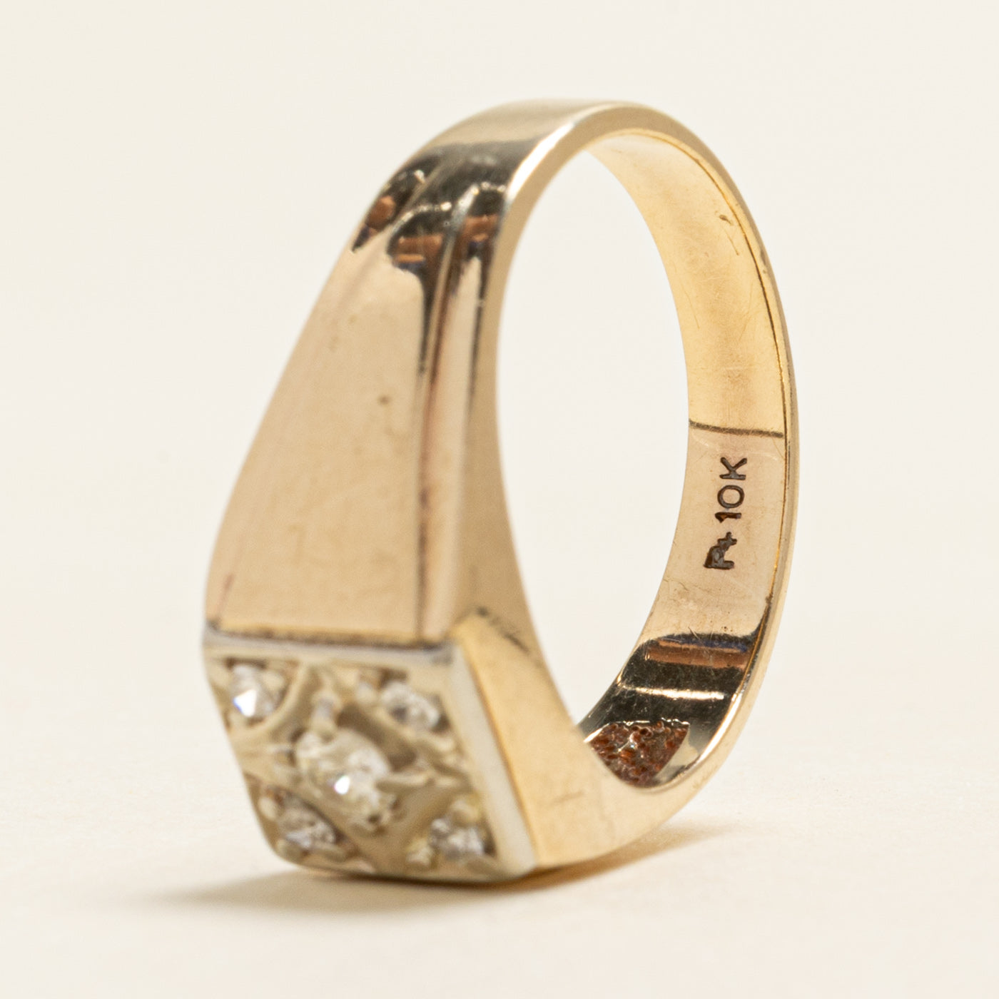 Yellow Gold Diamond Signet Ring | 0.21ctw | SZ 9.25