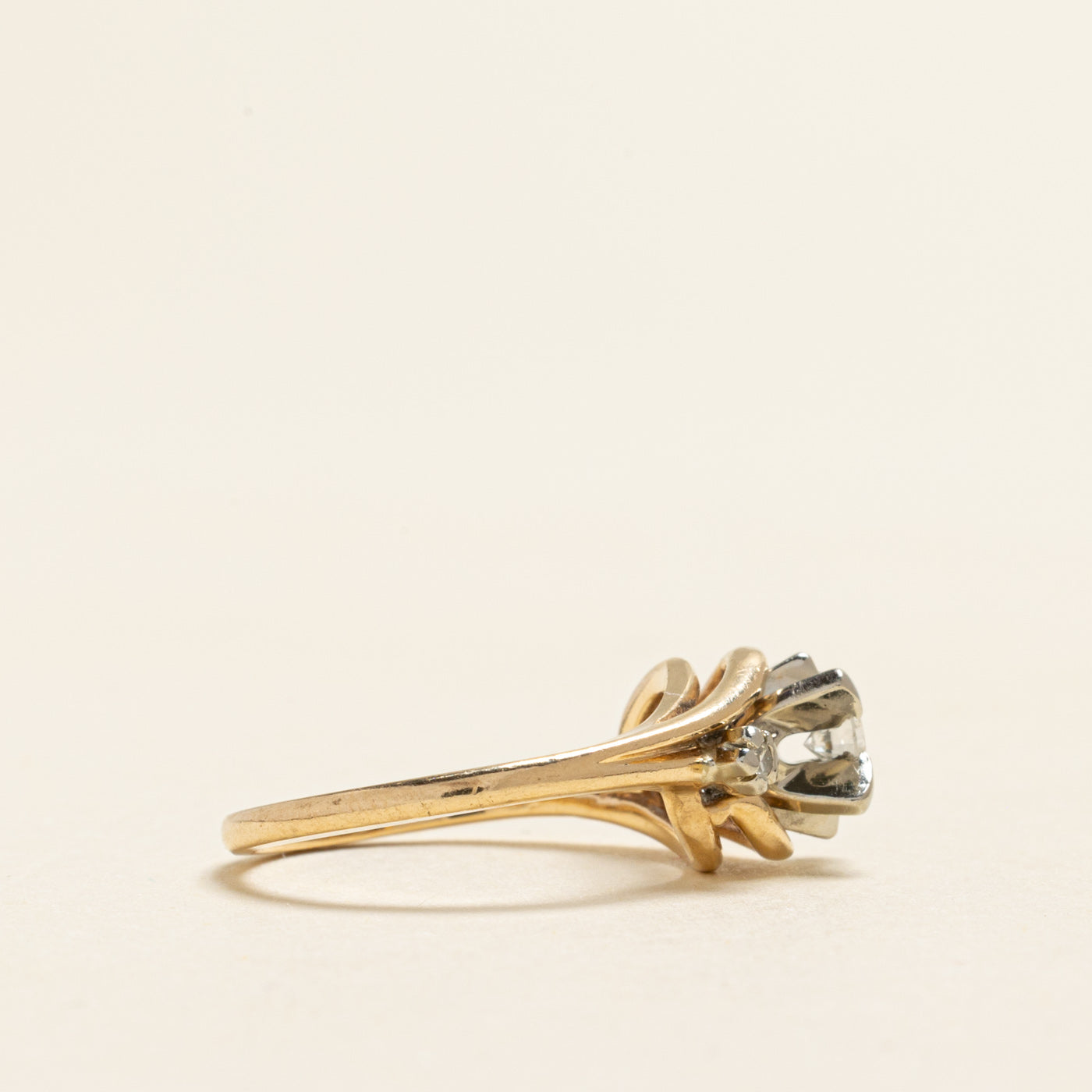 Yellow Gold Diamond Open Bypass Ring | 0.17ctw | SZ 4.5