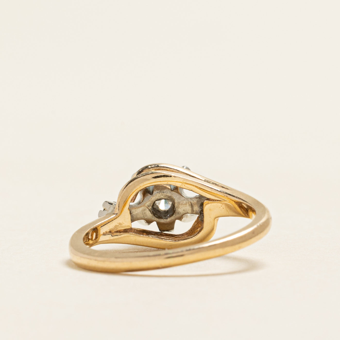 Yellow Gold Diamond Open Bypass Ring | 0.17ctw | SZ 4.5
