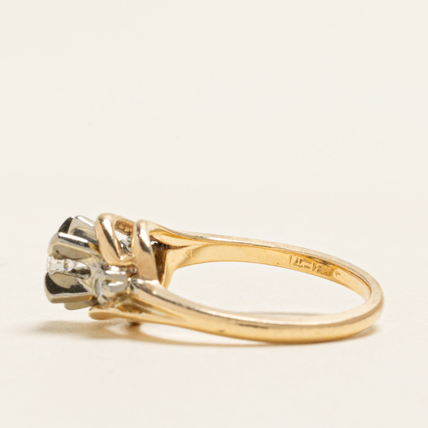 Yellow Gold Diamond Open Bypass Ring | 0.17ctw | SZ 4.5
